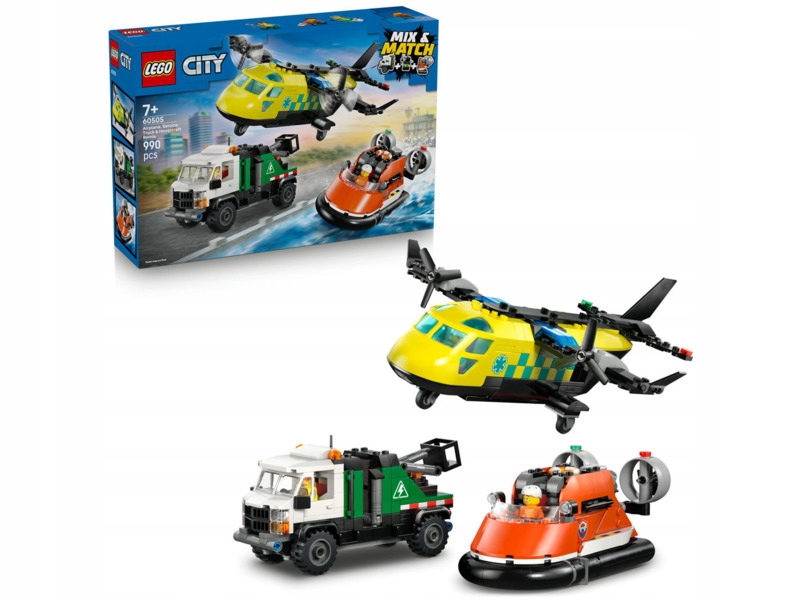 Lego 60505 City Zestaw z samolotem, ciężarówką serwisową i poduszkowcem