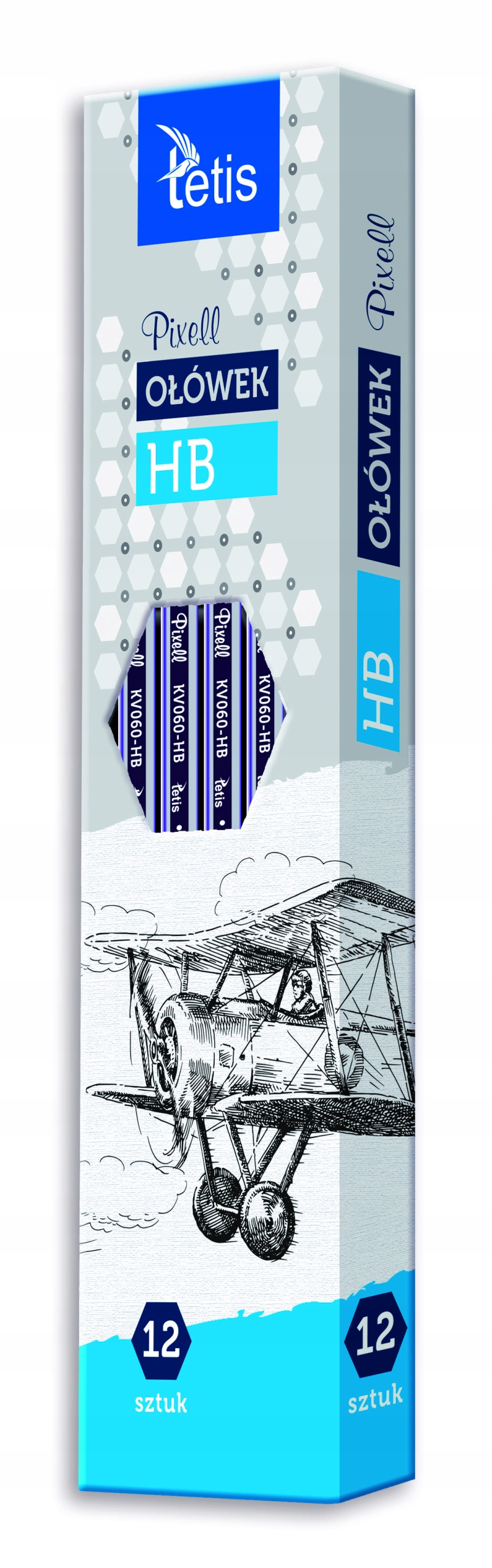 TETIS KV060-HB OŁÓWEK Z PIXELL TWAROŚĆ HB 12SZT Twardość H