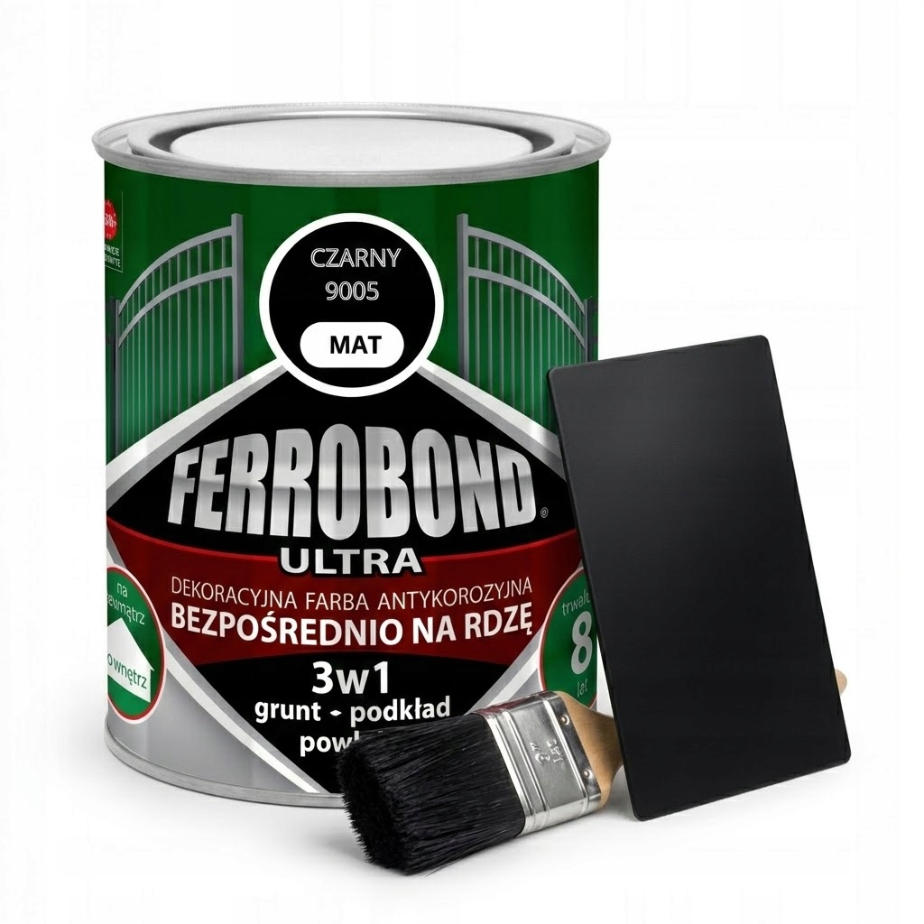 Farba dekoracyjna do Metalu żeliwa na Rdzę antykorozyjna czarny Mat 2,5L