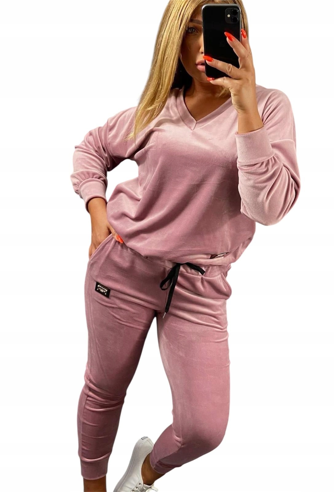 Z902 Velurový Teplákovka Dekolt V-neck Růžový vel. 56 (8XL)