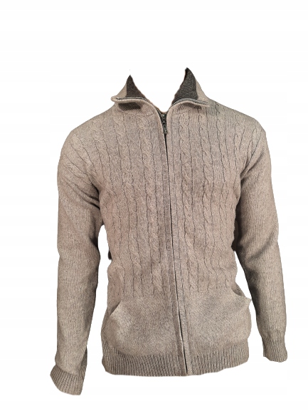 SWETER WEŁNIANY ROZPINANY NA ZAMEK SZARY M-XXXL