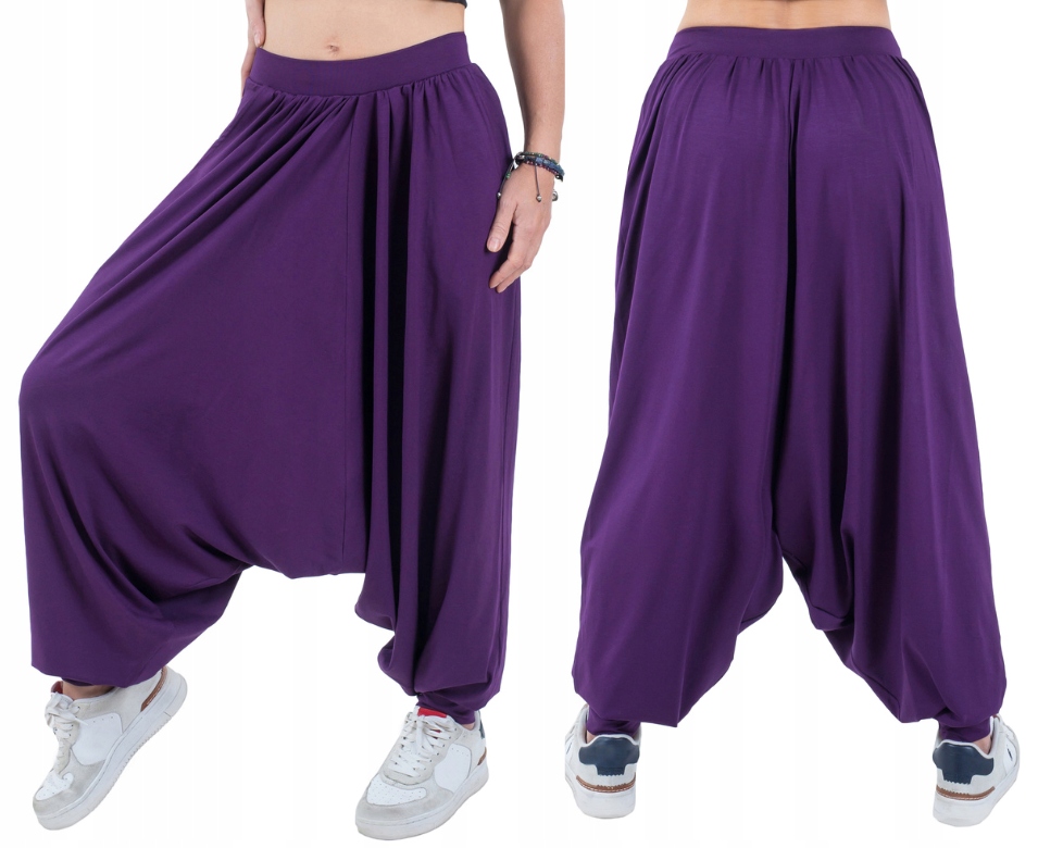 Spodnie alladynki haremki, szarawary damskie dzianinowe polskie, L/XL