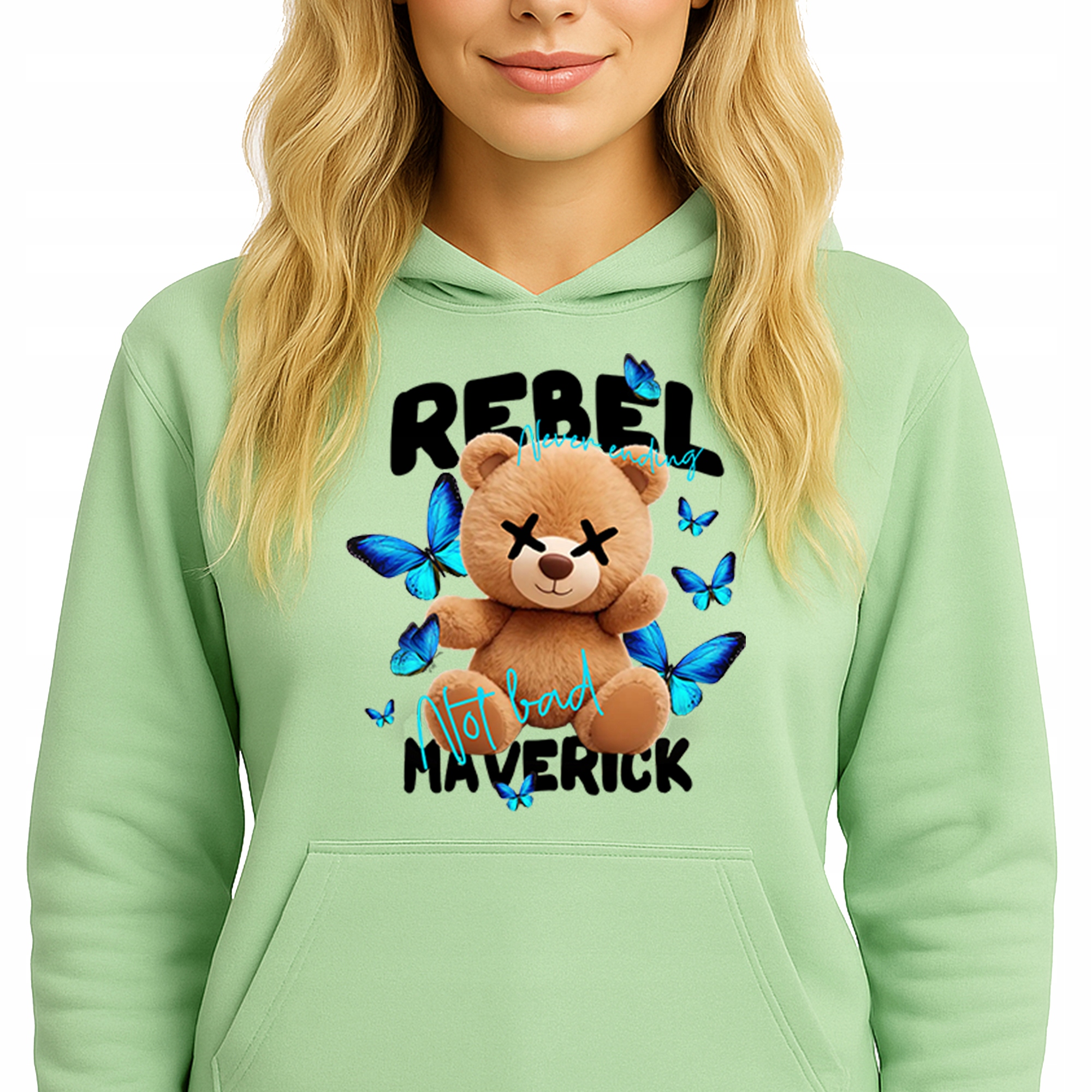 Mikina S Kapucí Zelená bavlněná mikina Módní Rebel Maverick S