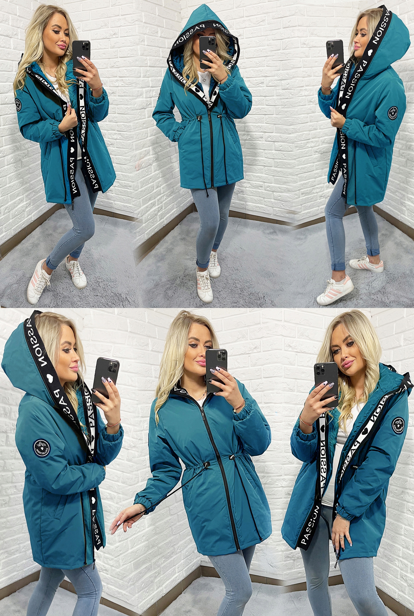 ASYMETRYCZNA PARKA płaszcz kurtka Z KAPTUREM 4 KOLORY 6XL Model 8001 jesienna, przejściowa, wiatrówka, wiosenna