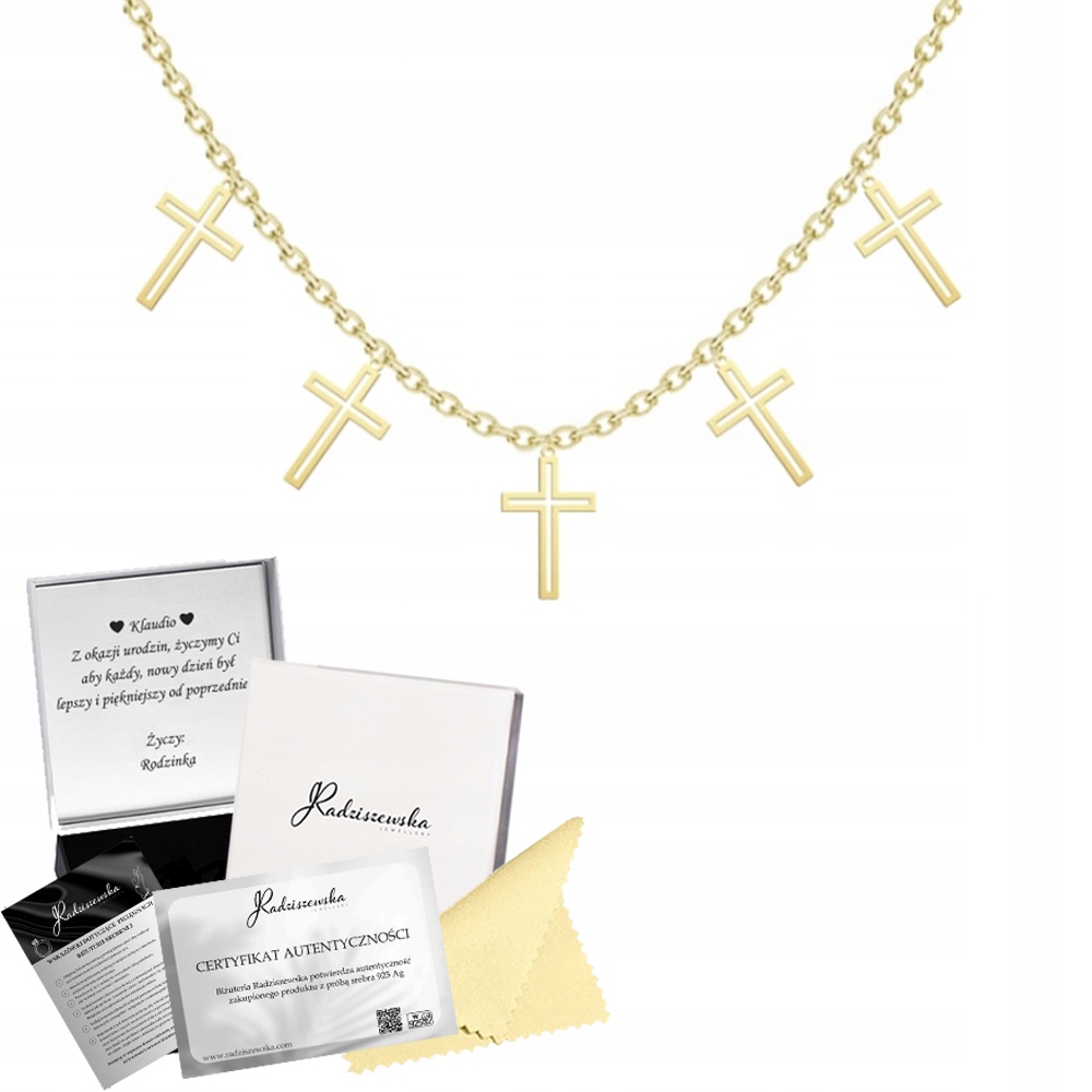 Zlatý Náhrdelník S Křížky Celebrity Kříž Stříbro 925 Dárek K Přání