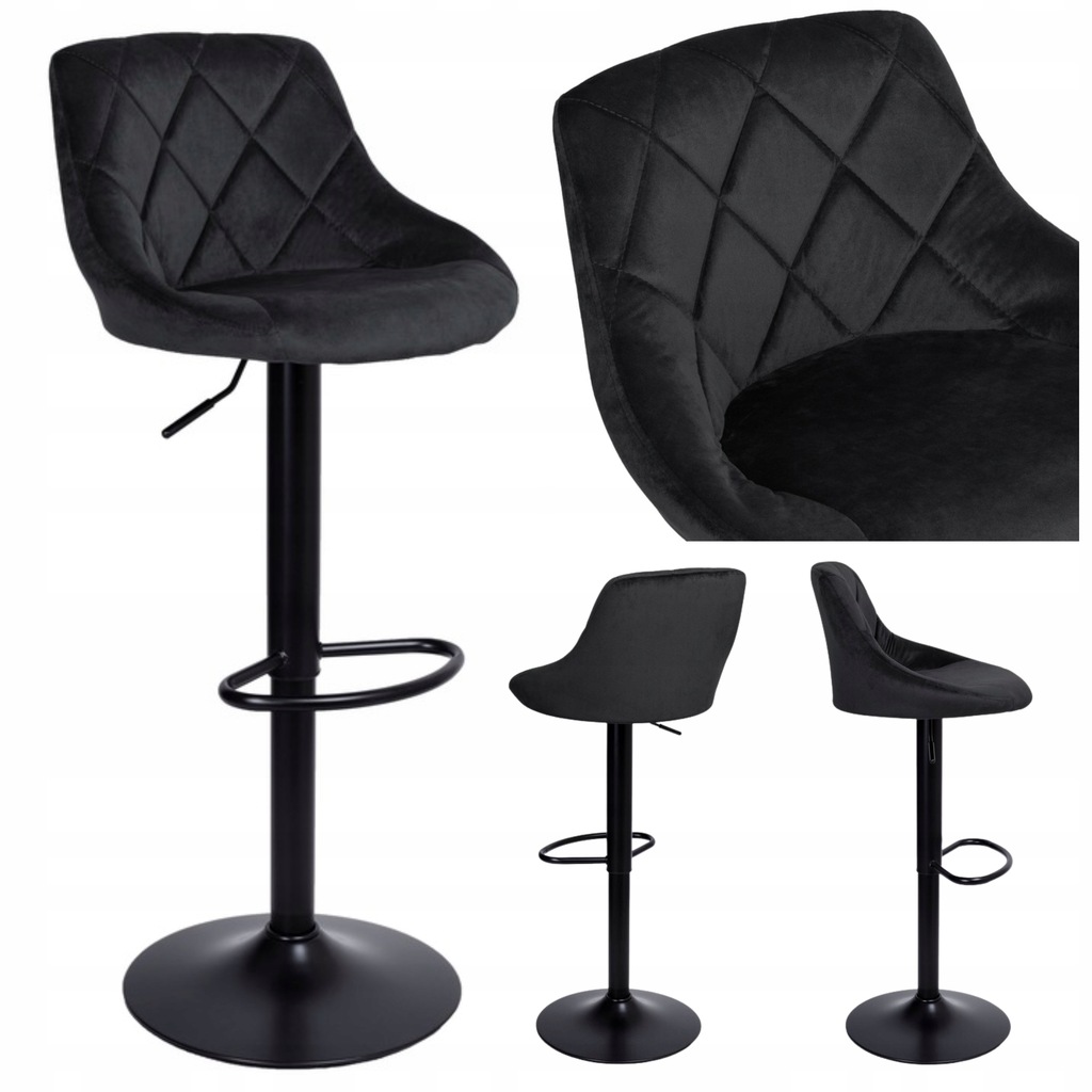 Barová Židle Do Obývacího Pokoje, Nastavitelná, Černá, Prošívaná