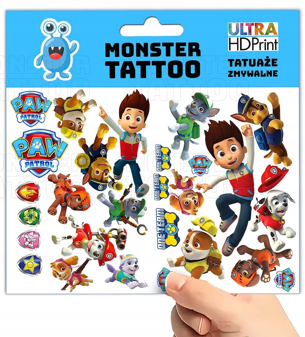 TATUAŻE ZMYWALNE TYMCZASOWE DLA DZIECI PSI PATROL WZORY ORYGINALNE Marka Inna