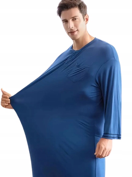 Pánská Noční Košile S Dlouhým Rukávem, Prodyšná, Elastická, Tenká Viskóza 3XL