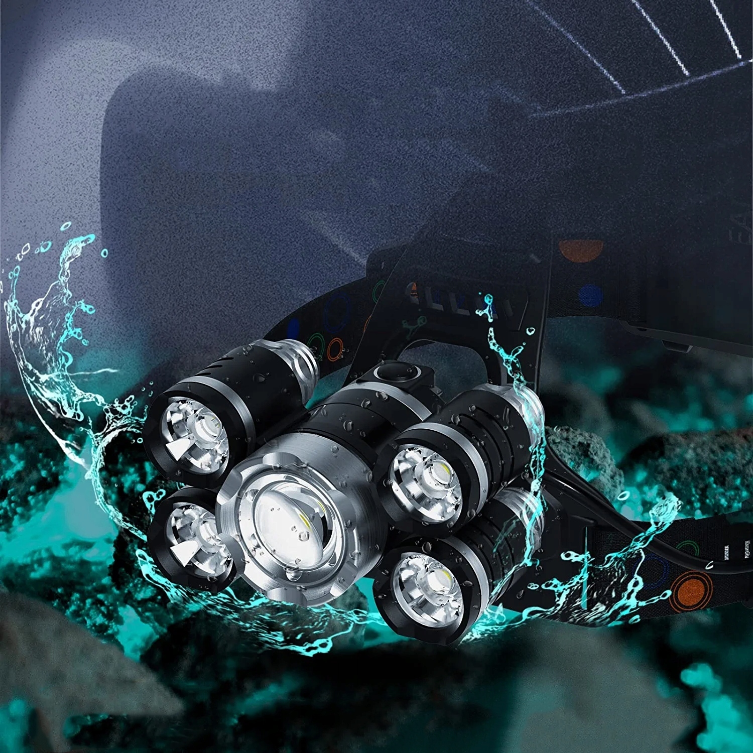 MOCNA LATARKA CZOŁOWA 5 x LED T6 CREE CZOŁÓWKA AKUMULATOROWA CZOŁÓWKA Marka bez marki