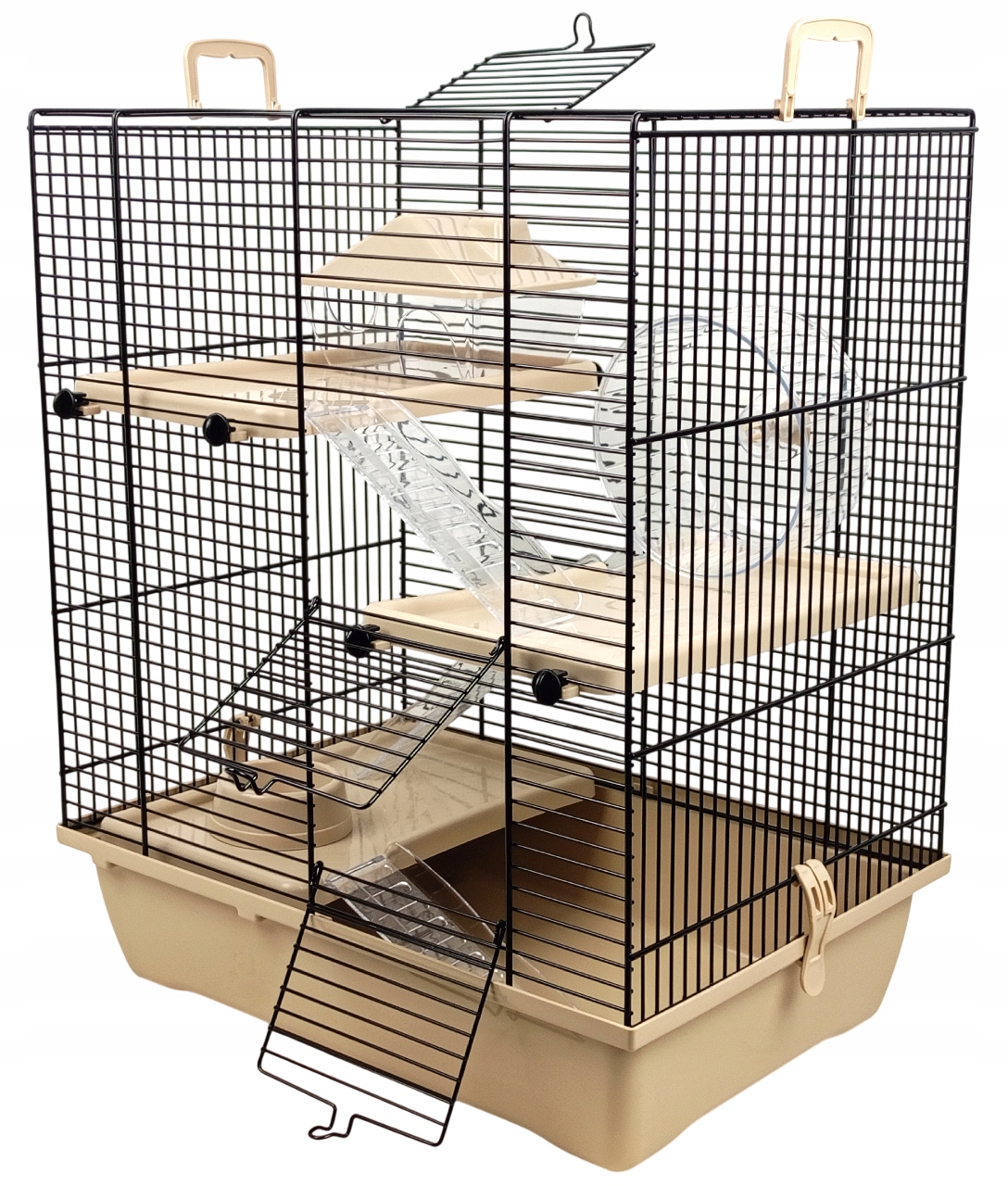 Klatka dla chomika szczura gryzoni myszki z wyposażeniem beż wysoka stylowa