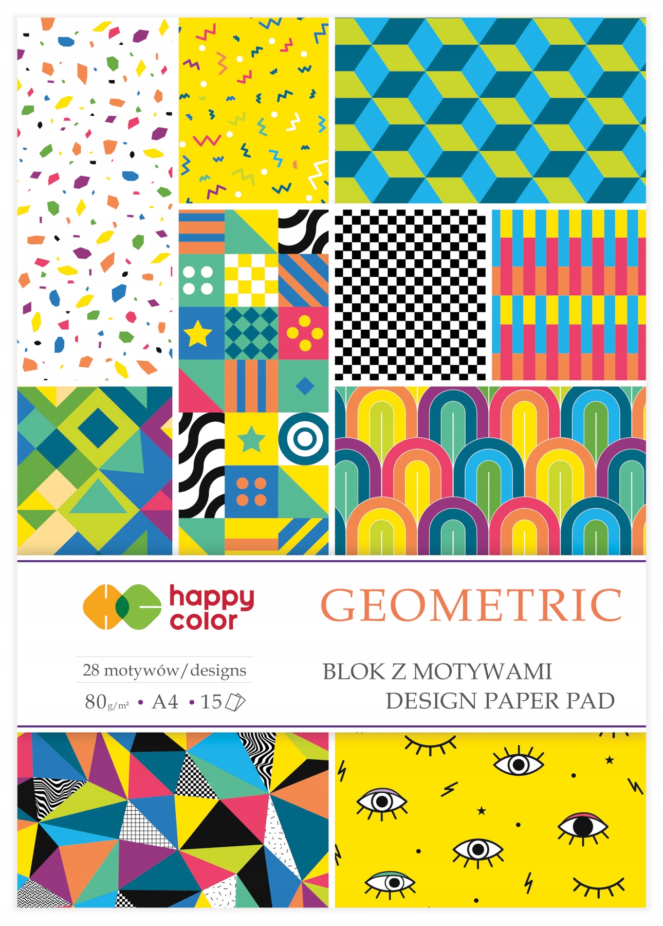 Happy Color BLOK Z MOTYWAMI Geometric A4 80g 15 kartek EAN (GTIN) 5905130034411