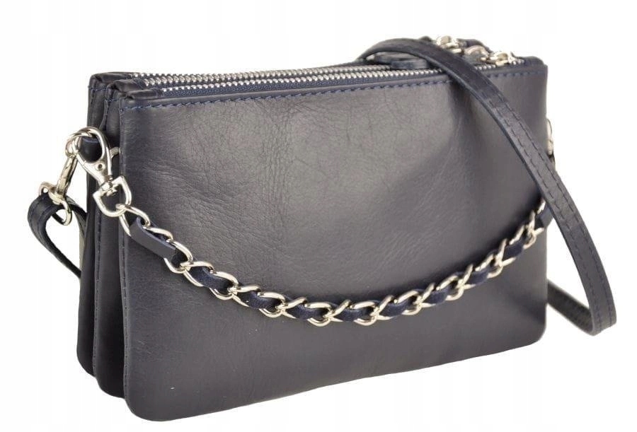 Módní italská kabelka přes rameno kožená, modrá