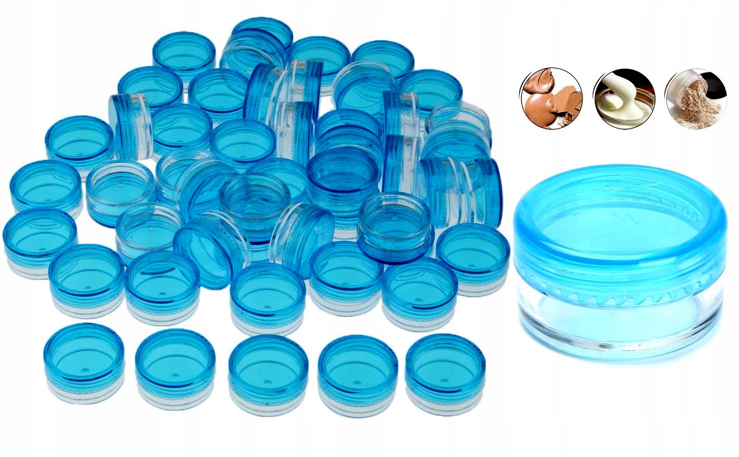 50szt POJEMNICZKI 3g 3ml SŁOICZKI pojemnik blue