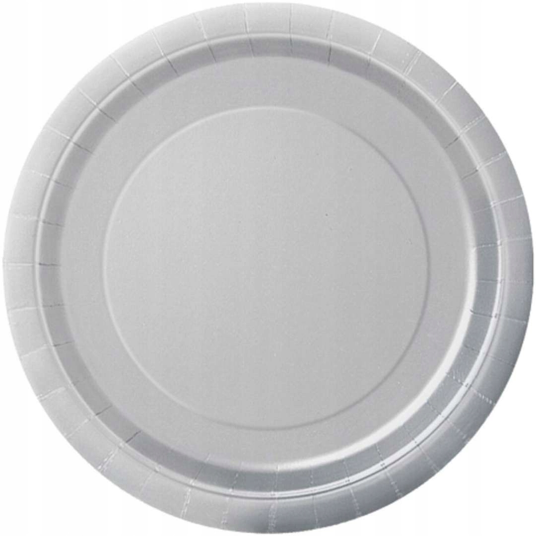 TALERZYKI papierowe KLASYCZNE srebrne OKRĄGŁE x8