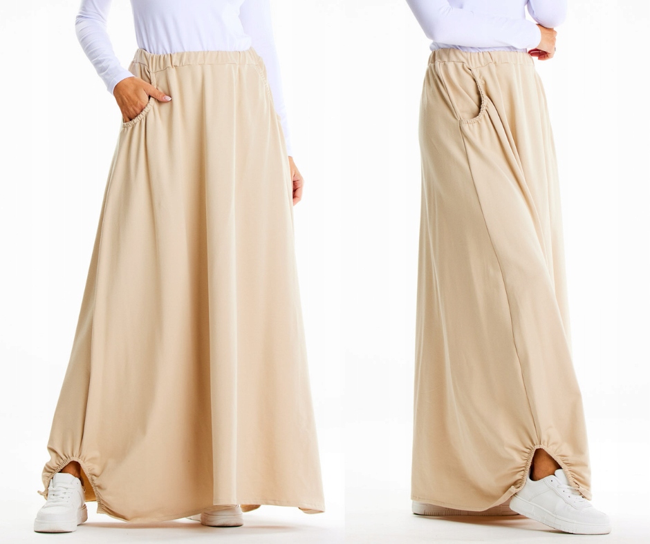 Rozšířená dlouhá bavlněná sukně s kapsami L/XL