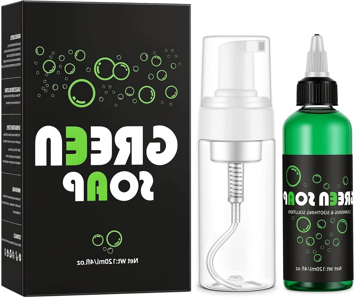 Sada Zeleného Mýdla Na Tetování 120 ML S Čisticí Pěnou