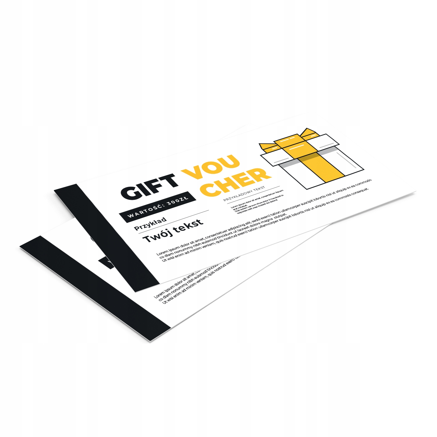 Vouchery prezentowe żółte GIFT MAT 99x210mm 350g DARMOWY PROJEKT 50 sztuk Marka inny