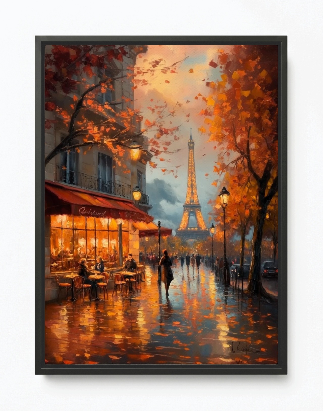 Obraz Rama American Box Paríž Eiffelova Veža Jeseň Západ Slnka 60x80
