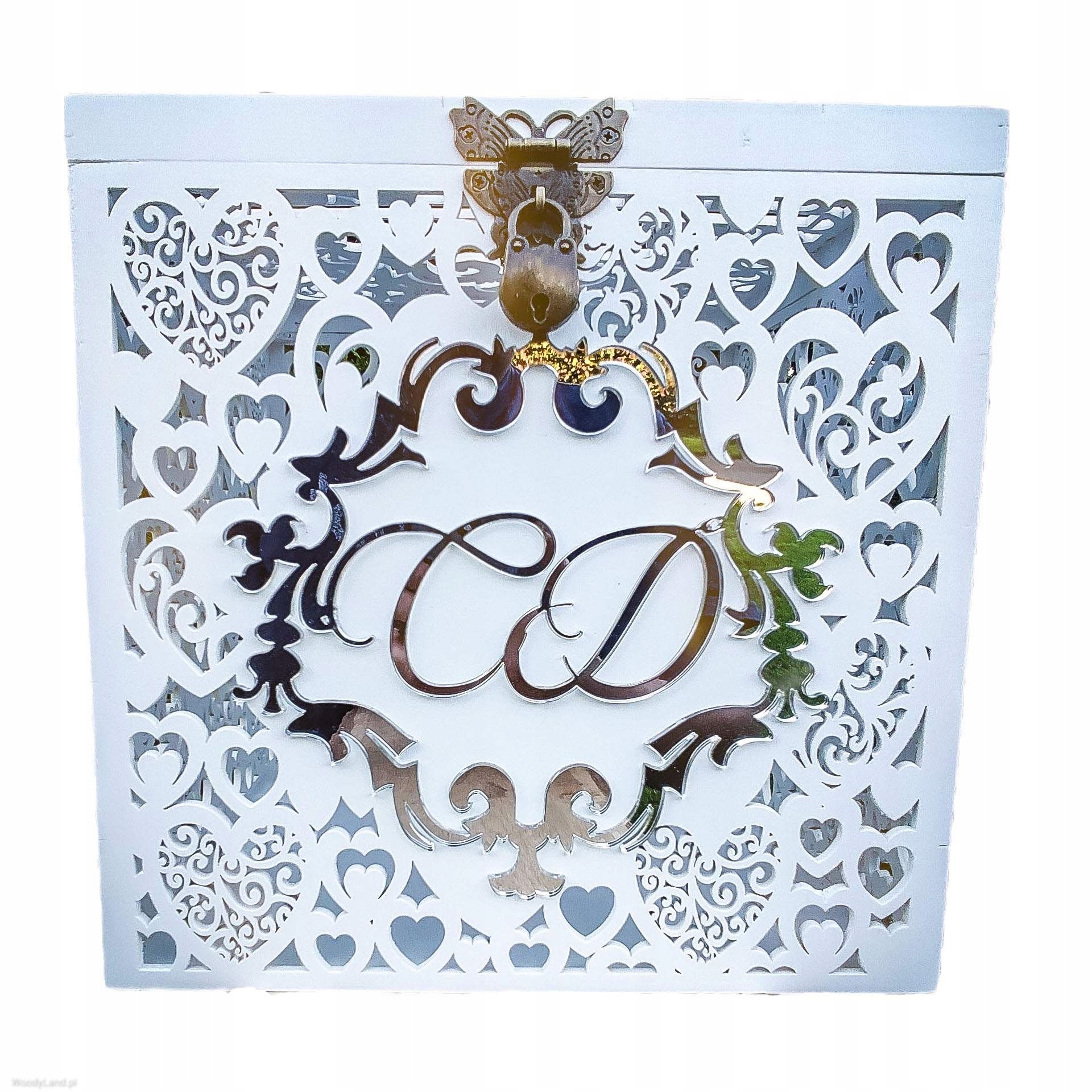 Skrzynka na koperty z lustrzanymi inicjałami ZAMEK