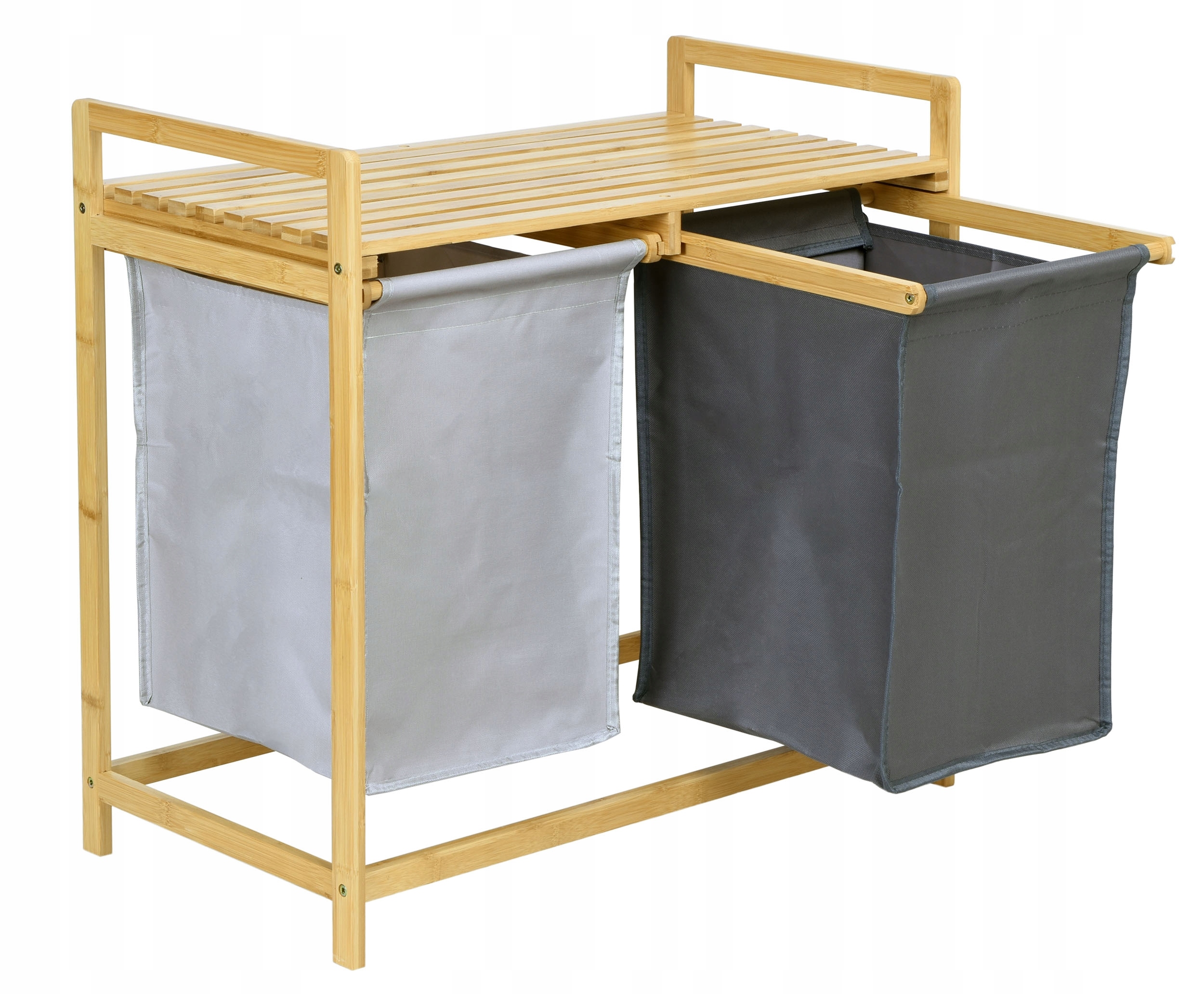 Koš Na Prádlo Bambusový Výsuvný Dvojitý S Policí 80 L