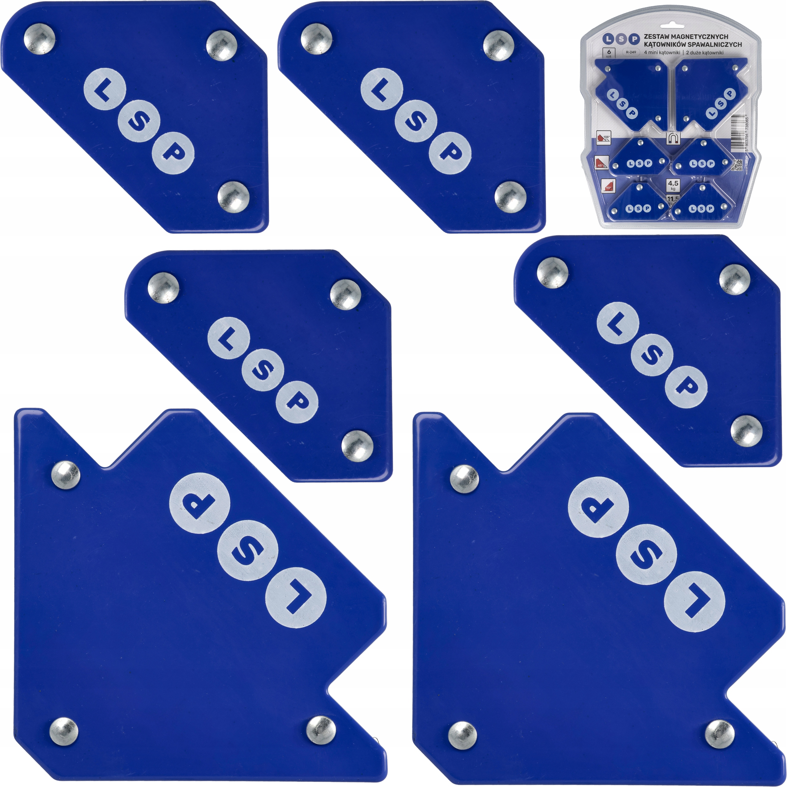 ZESTAW KĄTOWNIKÓW MAGNETYCZNYCH KĄTOWNIK MAGNETYCZNY SPAWALNICZY 6SZT. LSP