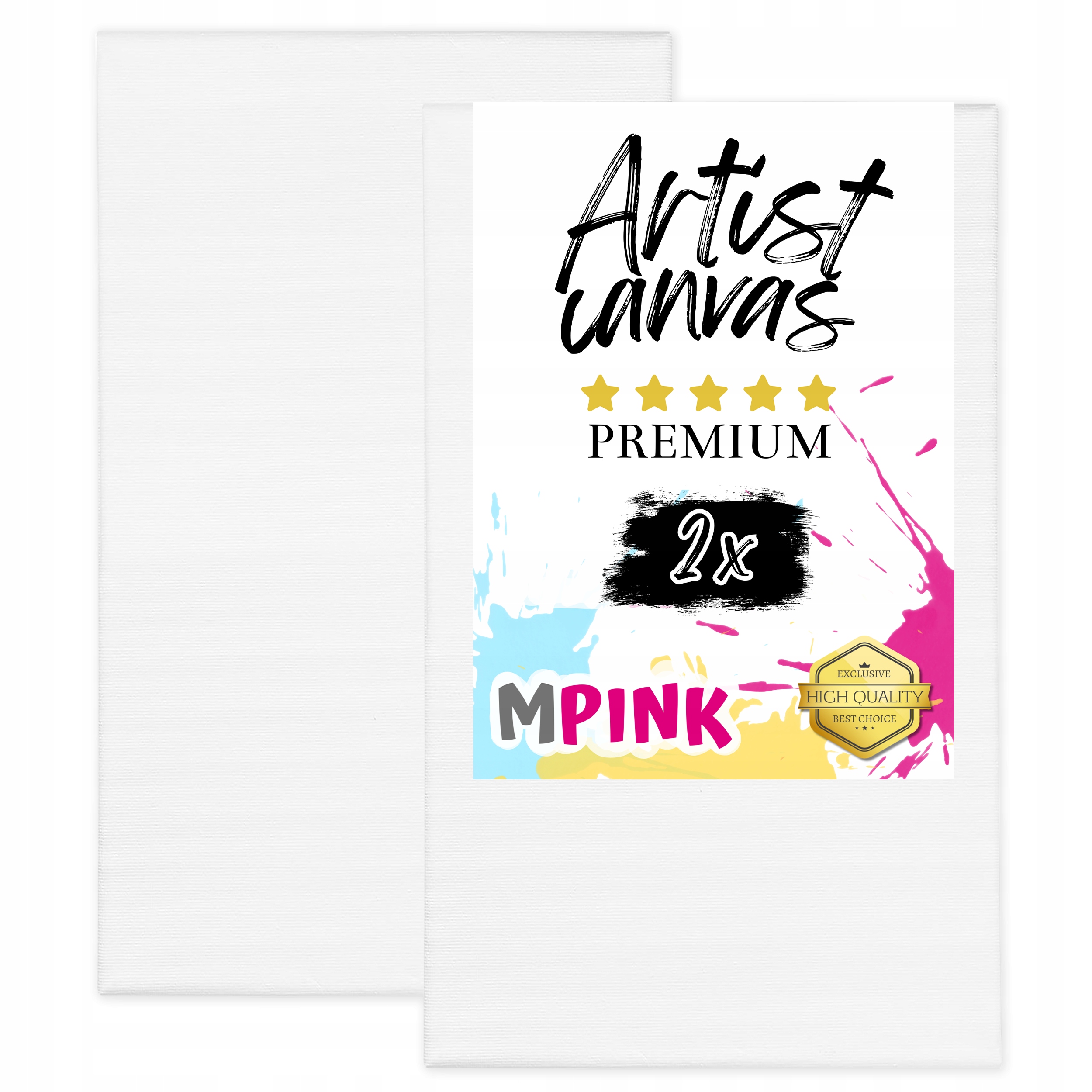 Sada 2 x Malířské Plátno 50 x 90 cm Bílé plátno Ideální pro malování