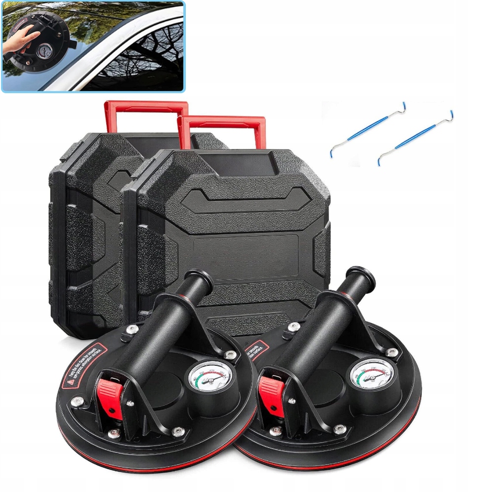 2x Držák Přísavka S Manometrem A Pumpičkou Pro Glazuru Dlaždic 300KG Mechanická