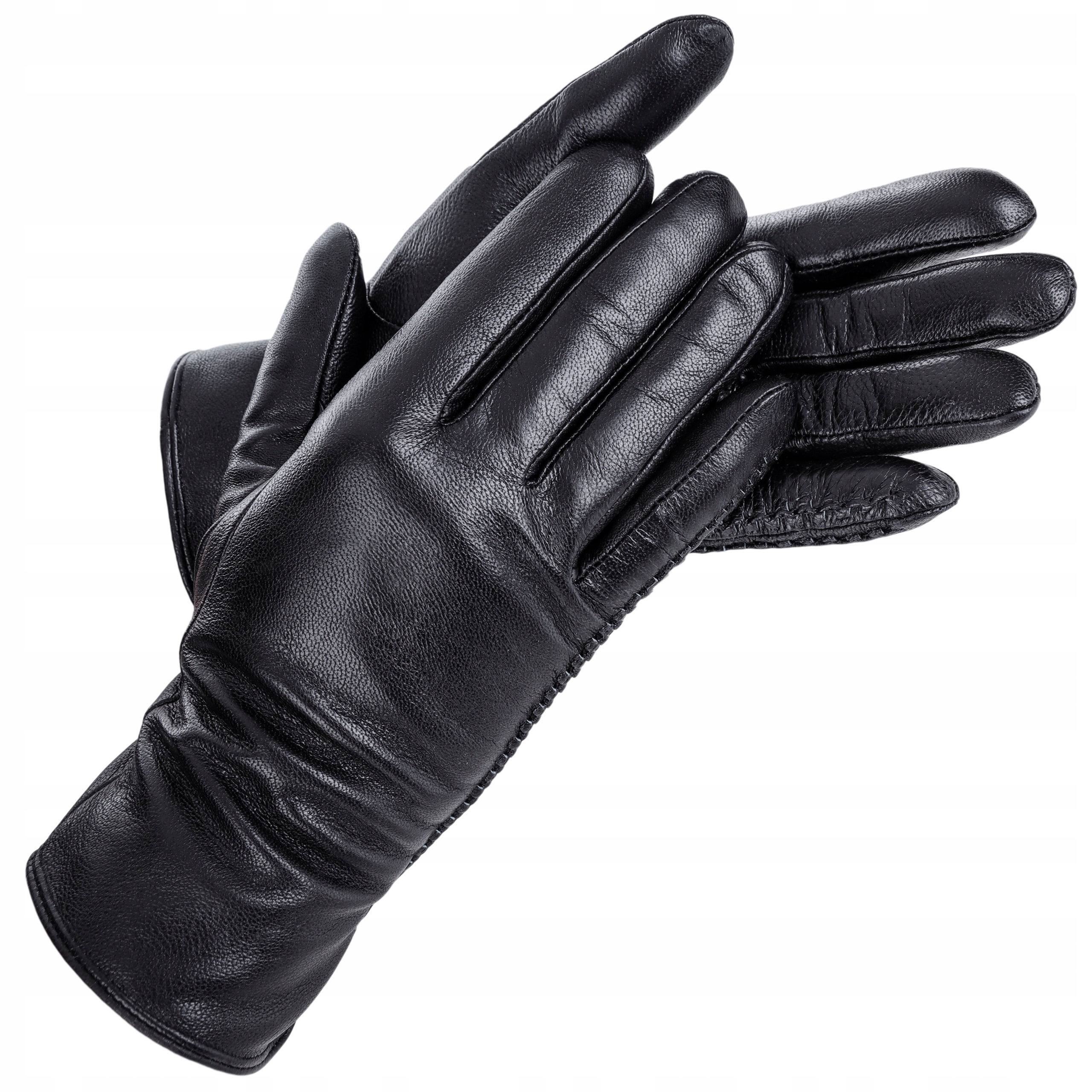 Skórzane rękawiczki damskie czarne Rozmiar XXL