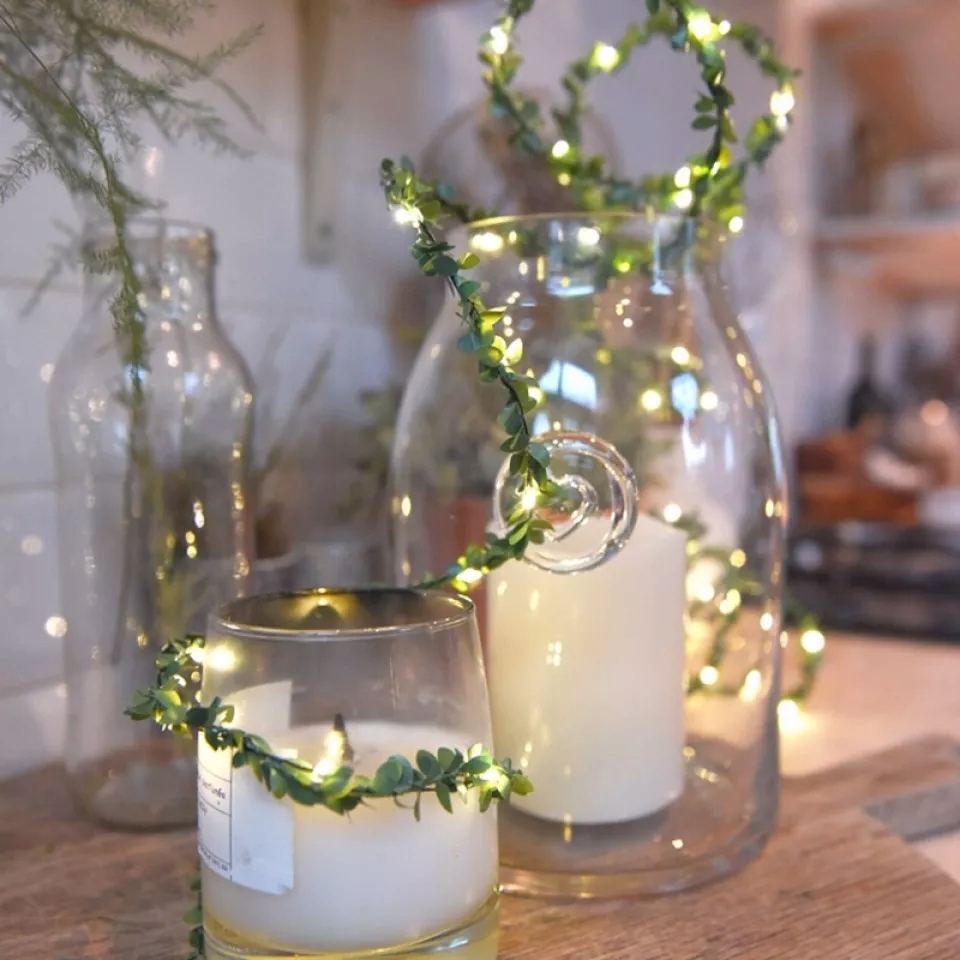 GIRLANDA LED LIŚCIE ROŚLINA winorośl lampki sznur dekoracja USB Materiał plastik