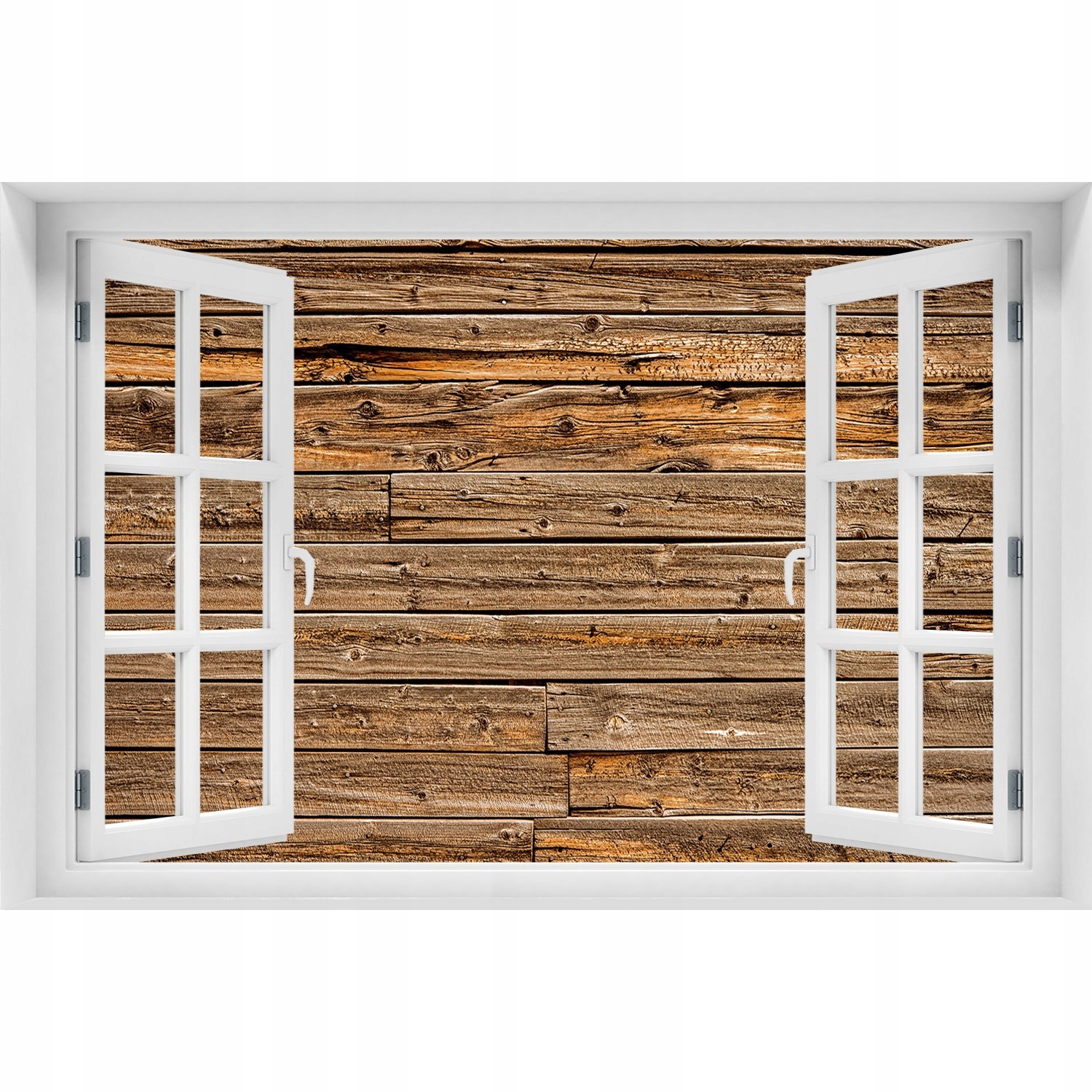 

3D Okno Naklejka na ścianę Drewniana ściana 120x80