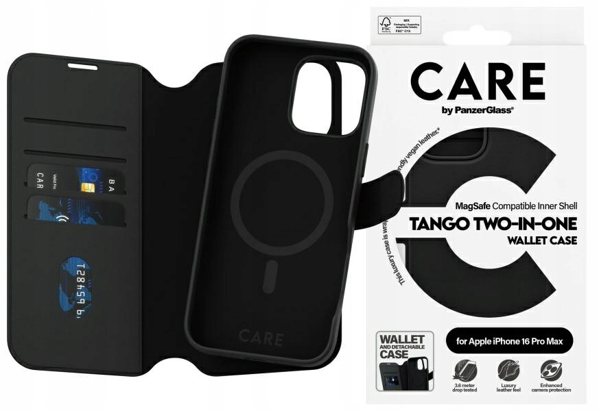 Magnetický kožený obal PanzerGlass MagSafe pouzdro 16 Pro Max