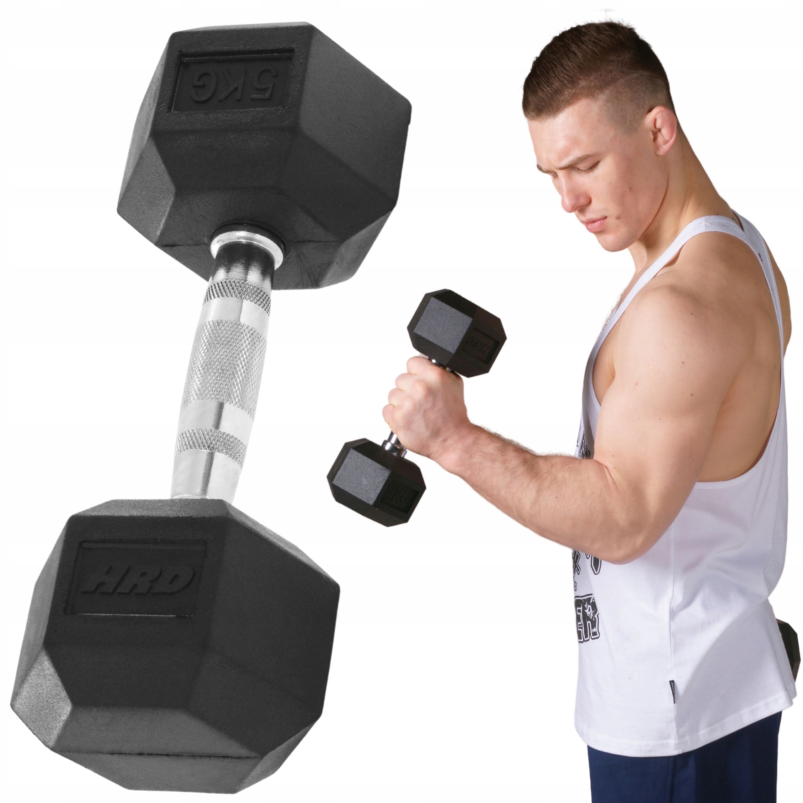 Hrd System Hantla Żeliwna Treningowa Hex Ogumowana 5KG Hexagonalna