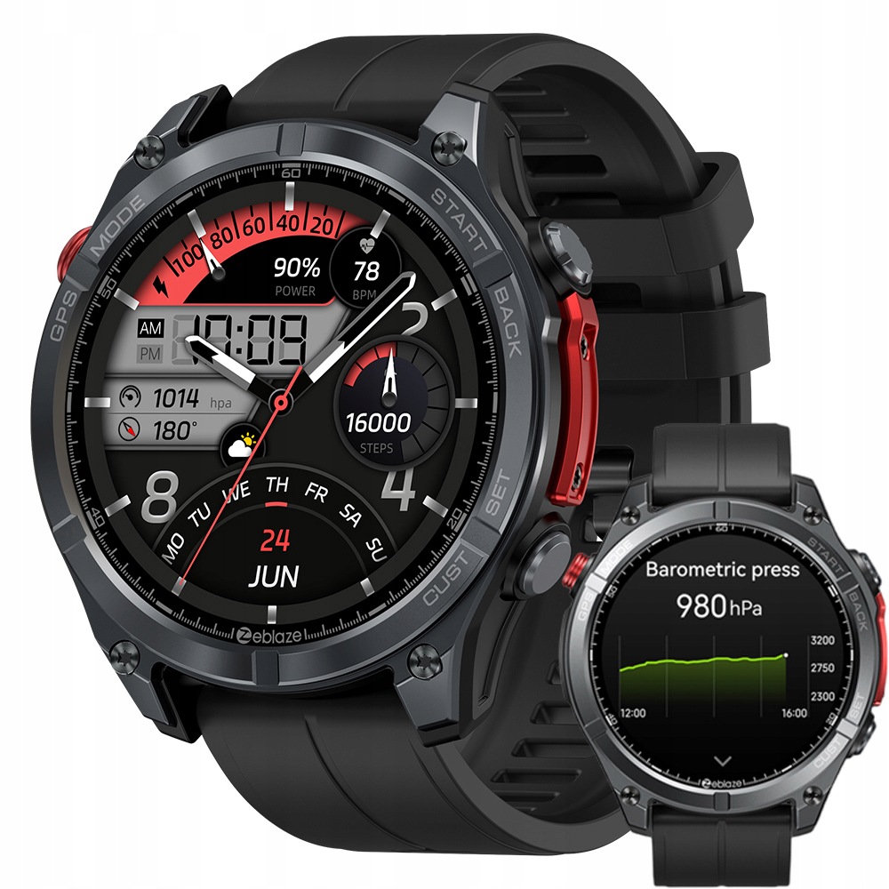 Smartwatch Zeblaze Stratos 4 Czarny Gps Amoled Sportowy Wodoodporny 5ATM