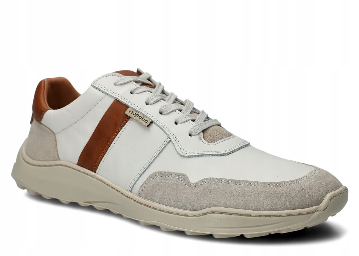 Široké pánské kožené polobotky bílé Nagaba 1238 casual, polské 41