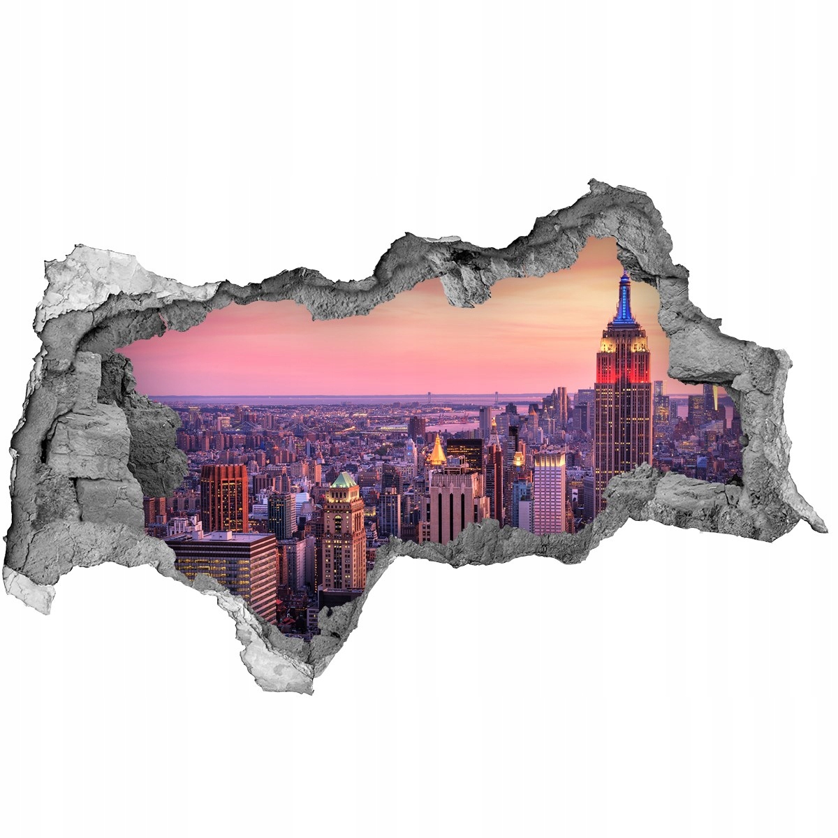 

Fototapeta dziura na ścianę 3d Nowy Jork zachód