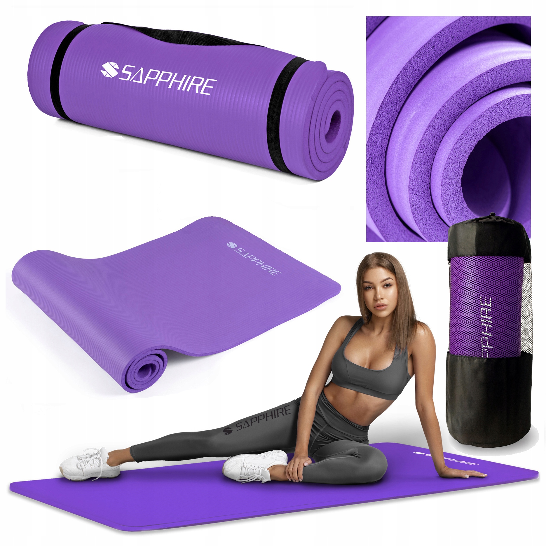 Mata Do Ćwiczeń Fitness gimnastyczna Nbr Treningowa Etui joga Gruba 1,5cm-Zdjęcie-0