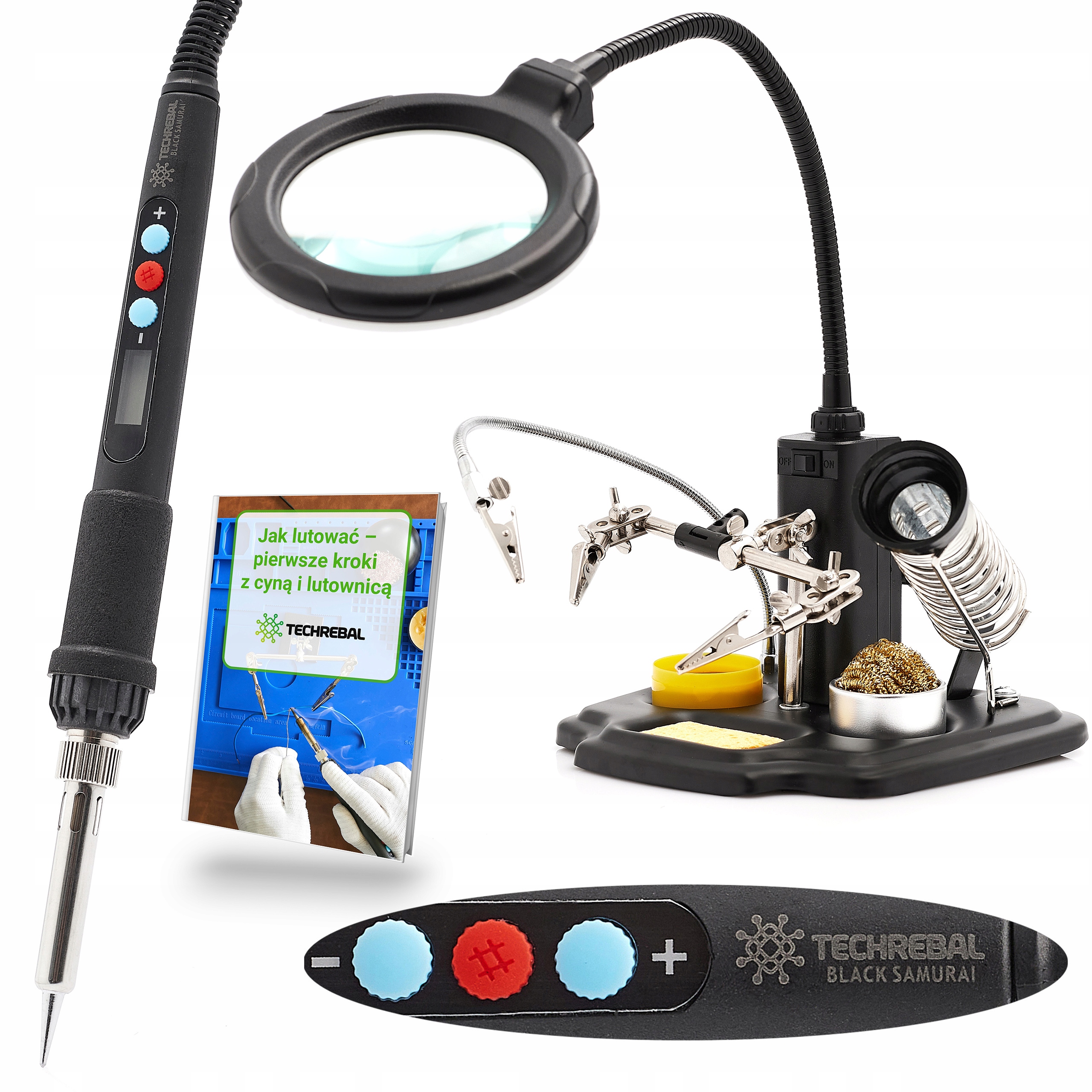 Sada páječka 60W Black Samurai Držák třetí ruky 8v1 Techrebal