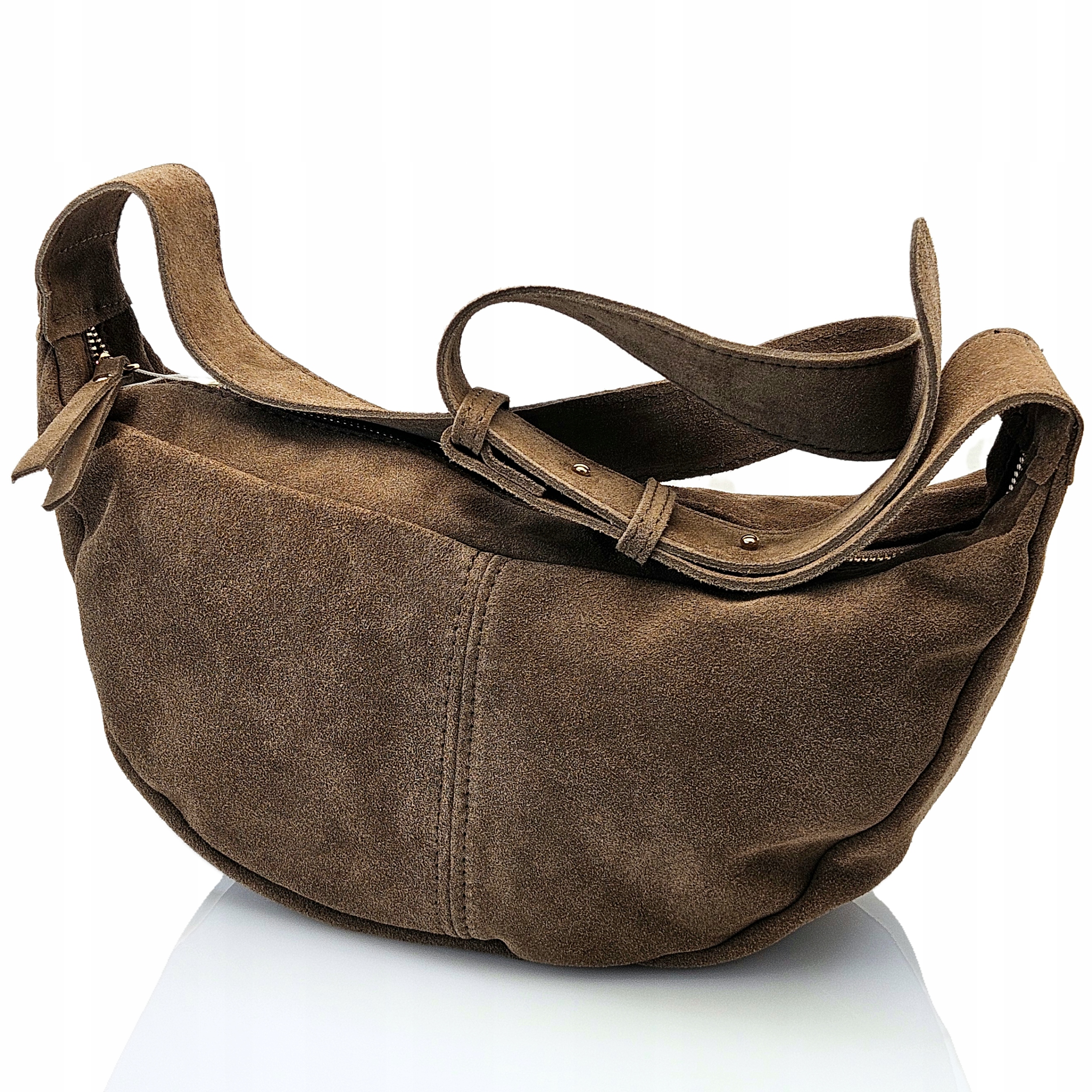 Torebka Damska Laura Biaggi Naturalny Zamsz Włoska Produkcja Torba Na Ramię