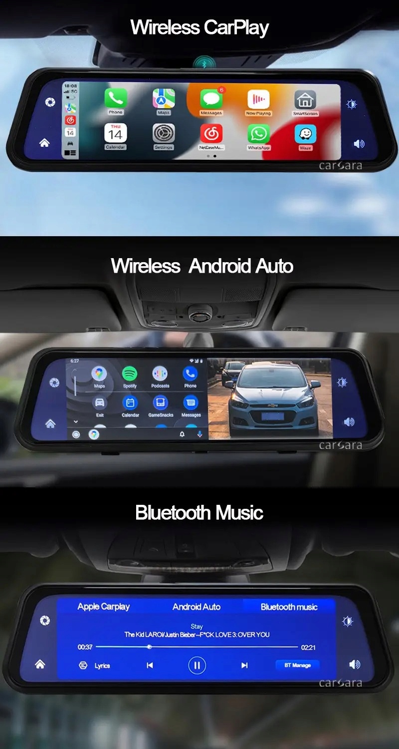 9.66’ Carplay Streaming Rearview Mirror Car Recorder Model ABS