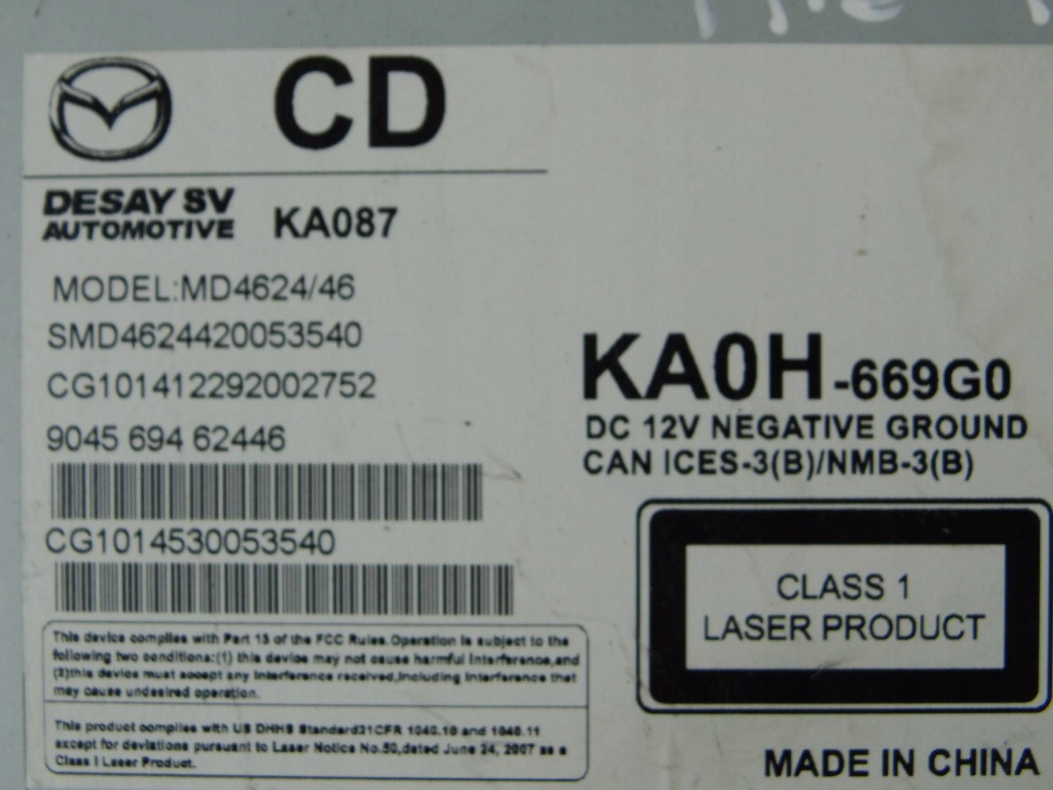 Mazda CX-5 a KE 2013-2017 čtečka disků CD KA0H669G0 KA0H-669G0