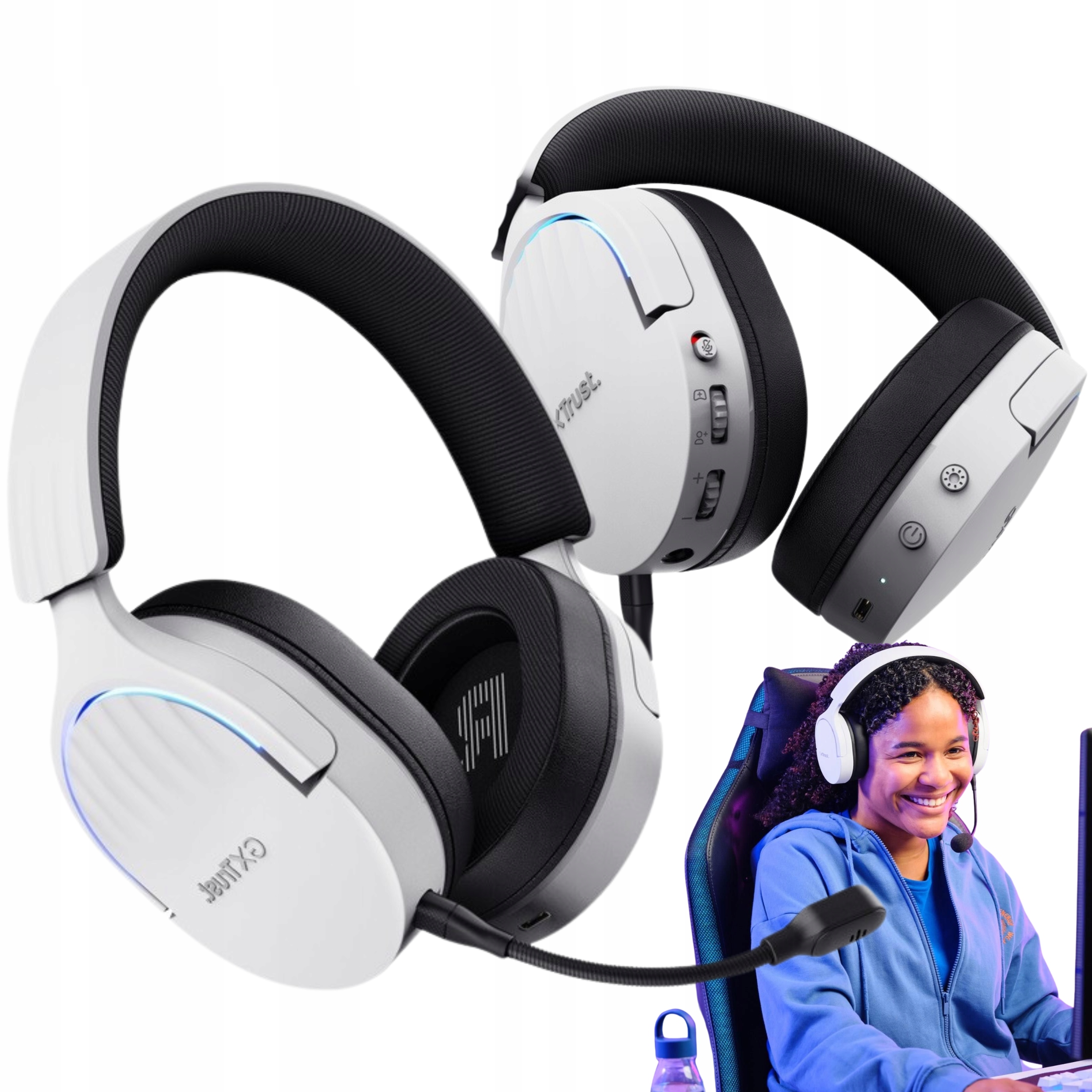 Trust Bezdrátová sluchátka pro hráče do uší Gxt 491W Fayzo bílá