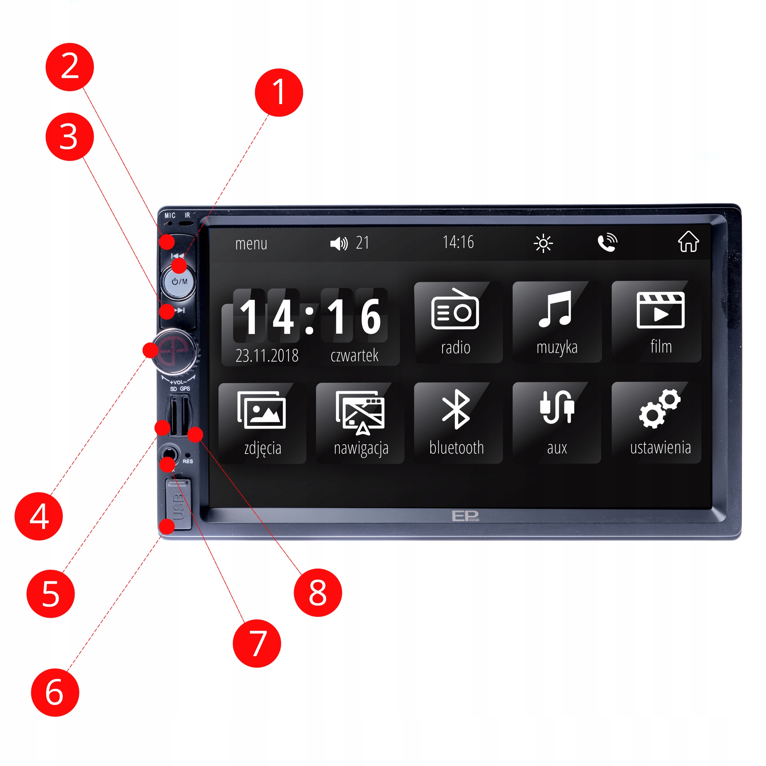 RADIO SAMOCHODOWE 2 DIN BT USB AUX EKRAN 7 MOC 4x60W +PILOT +ODBIORNK GPS  - Sklep, Opinie, Cena w