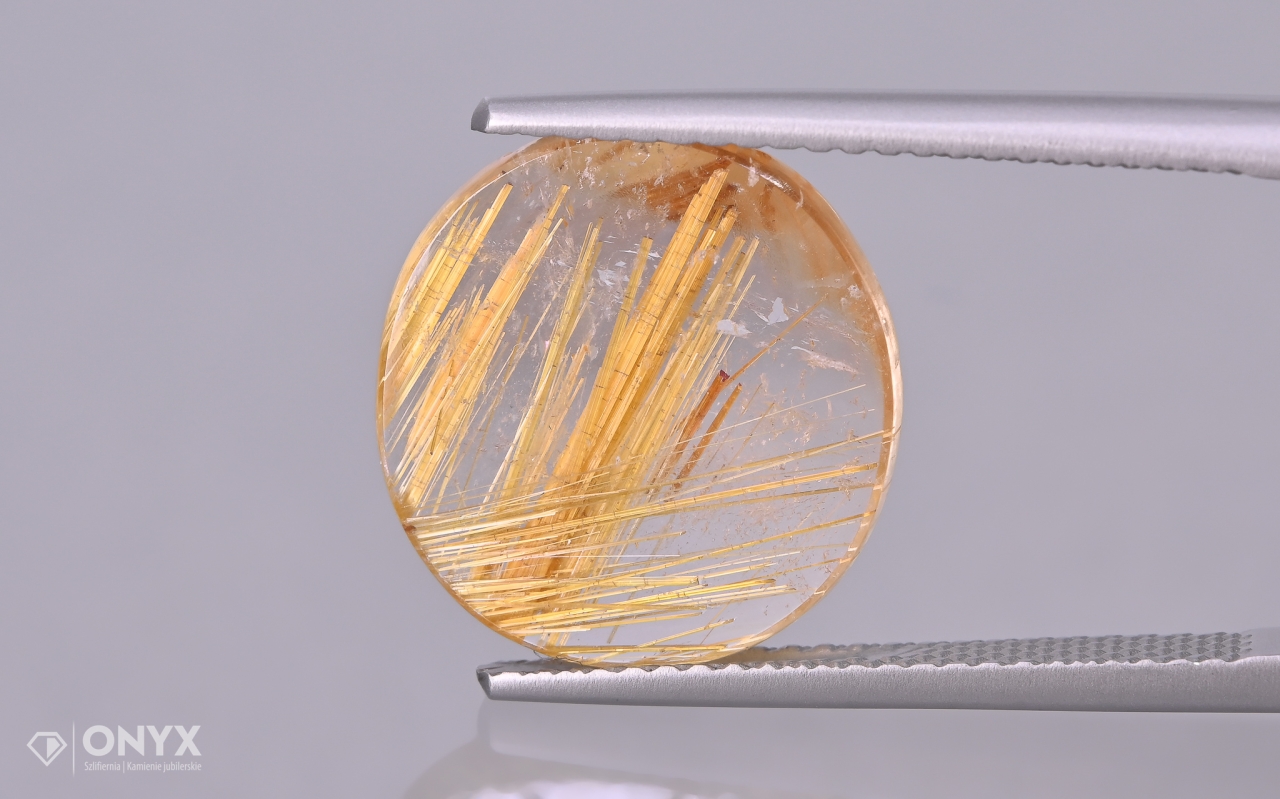 Křemen s rutilem mělký ovál 14x13 mm