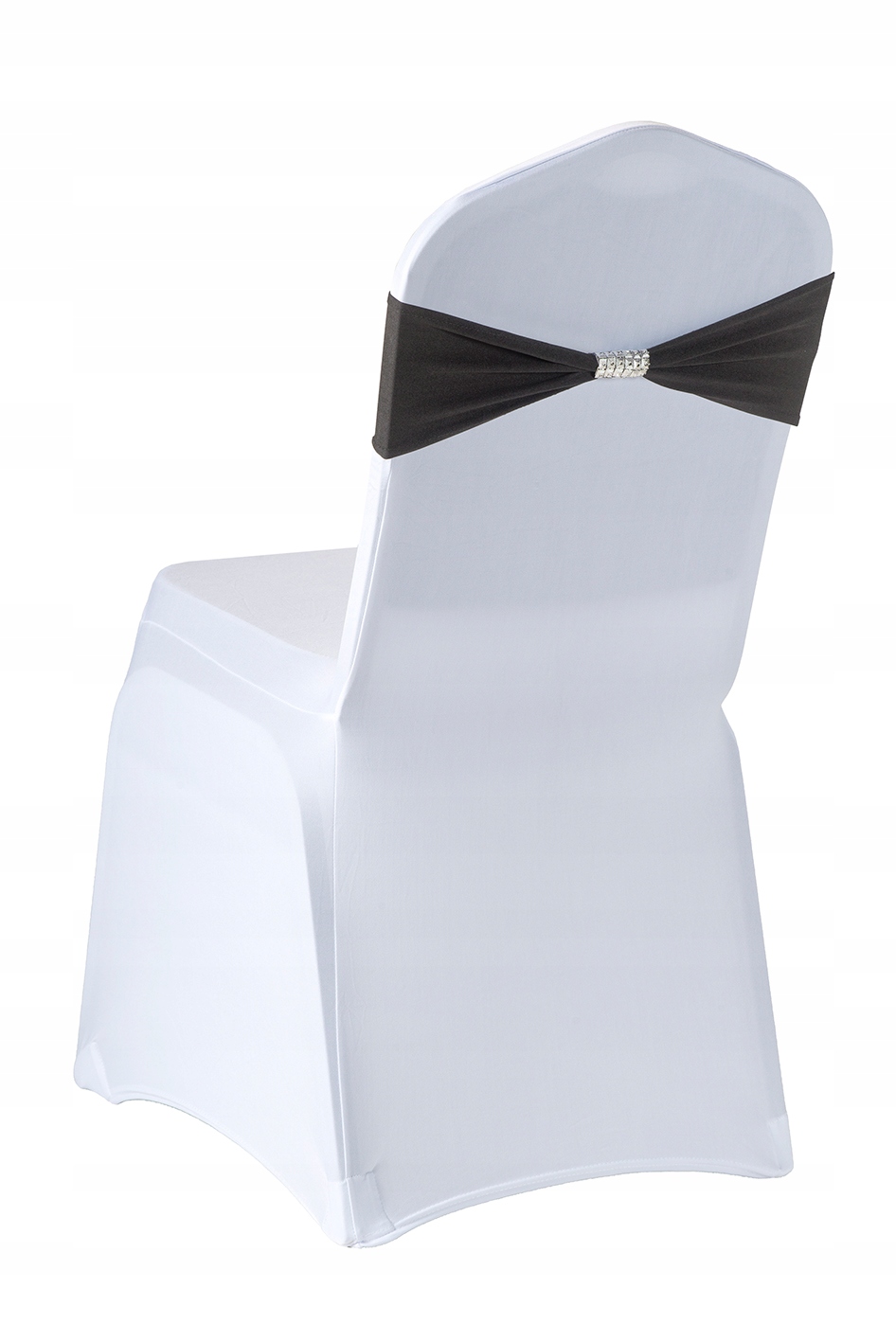 OPASKA ELASTYCZNA OZDOBA NACIĄGANA CZARNA SPANDEX NA KRZESŁO BANKIETOWE