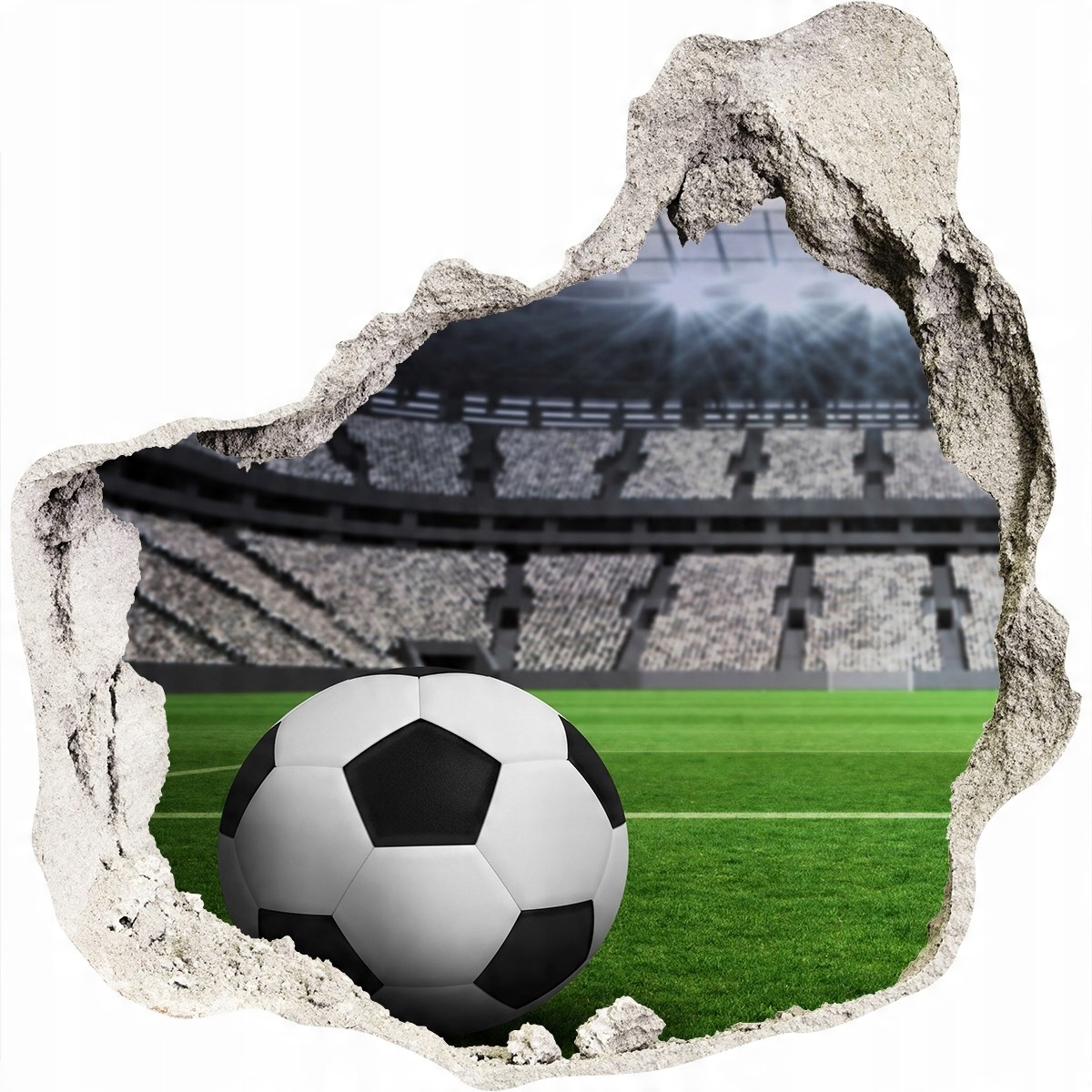 

Fototapeta dziura na ścianę 3d Piłka na stadionie