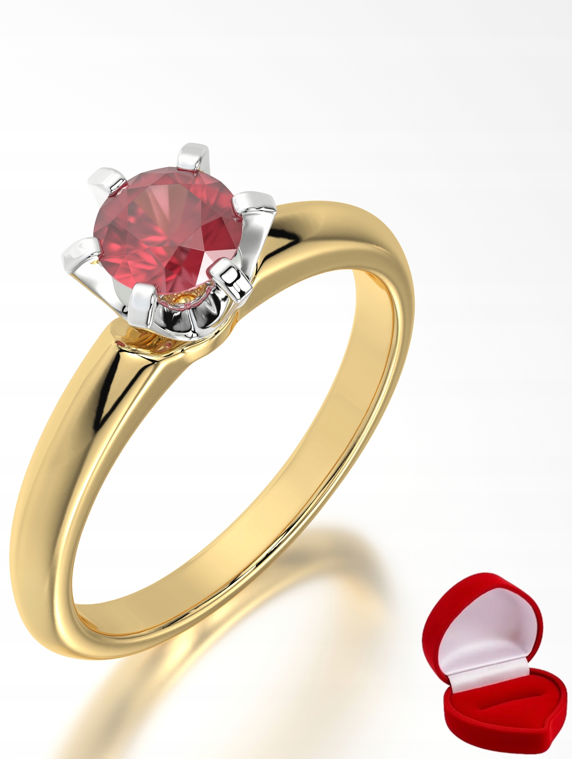 Zlatý Prstýnek 585 14k Rubín 0,50 ct Krabička R15