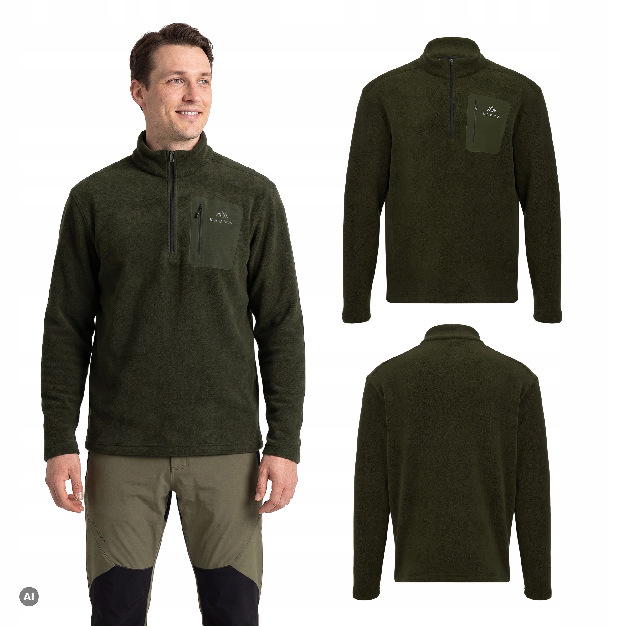 Bluza polarowa męska Kadva SumGear zielony Oddychająca W Góry Trekking S