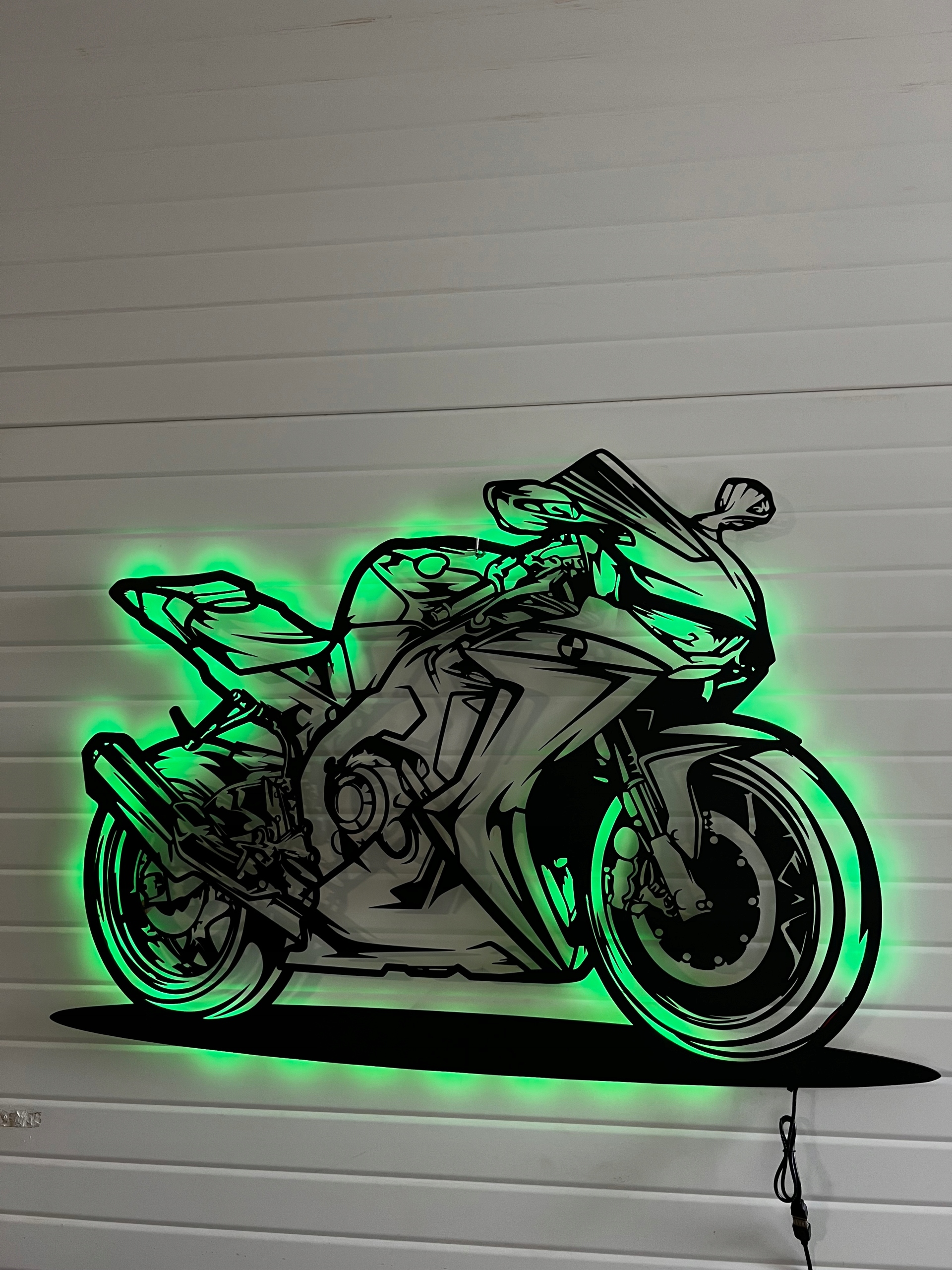 Drevený obraz Moto Bmw S1000RR Led Nástenná Dekorácia 3D obraz
