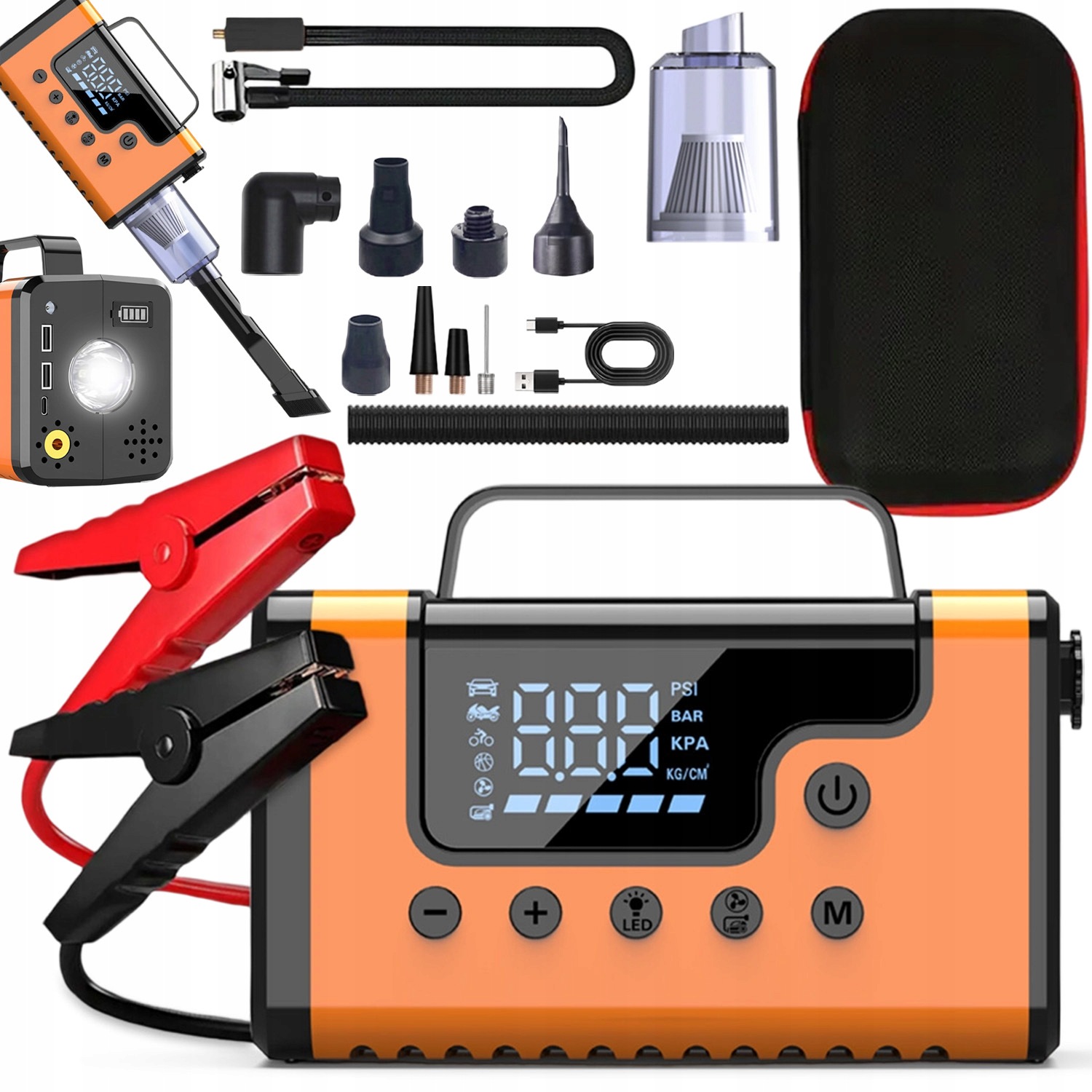 Štartovacie Jump Starter Powerbank Booster Led Kompresor Vysávač 37000 Mah