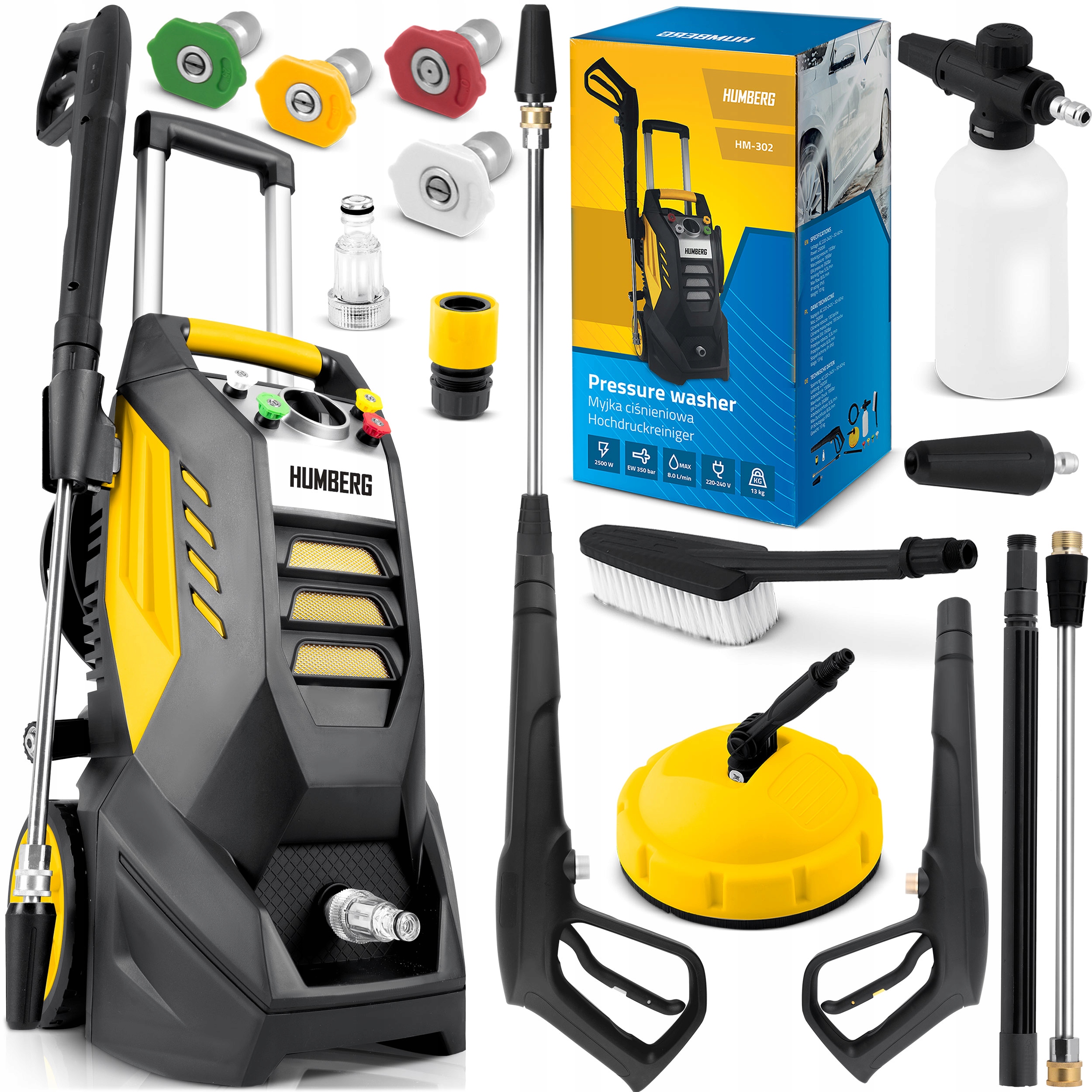 MYJKA CIŚNIENIOWA ALUMINIOWA 350 BAR MOCNA POMPA SAMOSSĄCA ZESTAW